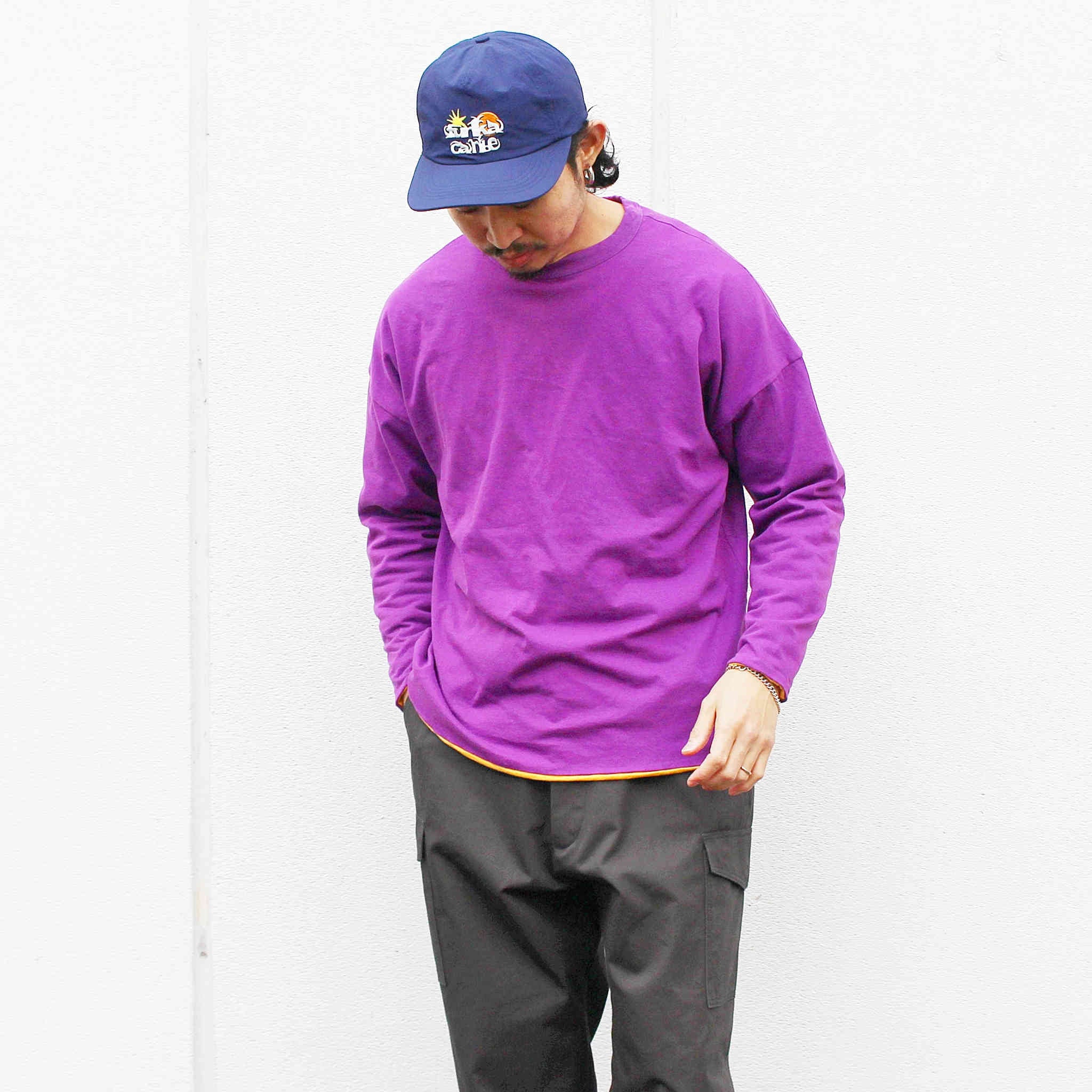 necessary or unnecessary ネセサリーオアアンネセサリー N.O.UN ナウン / REVERSE L/S リバースロングスリーブ（PURPLE×YELLOW パープルイエロー)