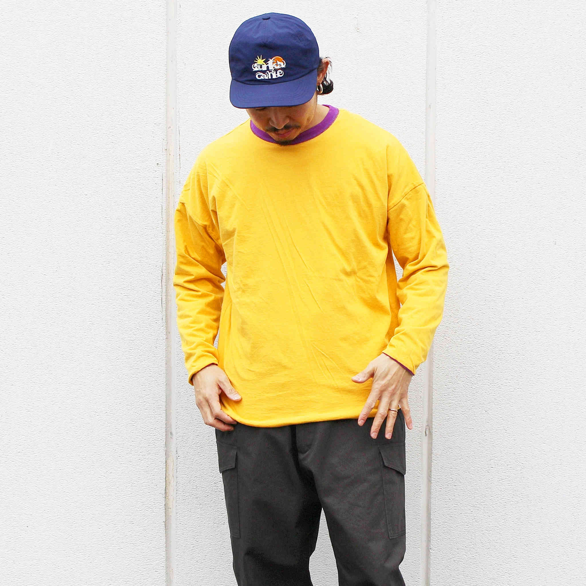 necessary or unnecessary ネセサリーオアアンネセサリー N.O.UN ナウン / REVERSE L/S リバースロングスリーブ（PURPLE×YELLOW パープルイエロー)