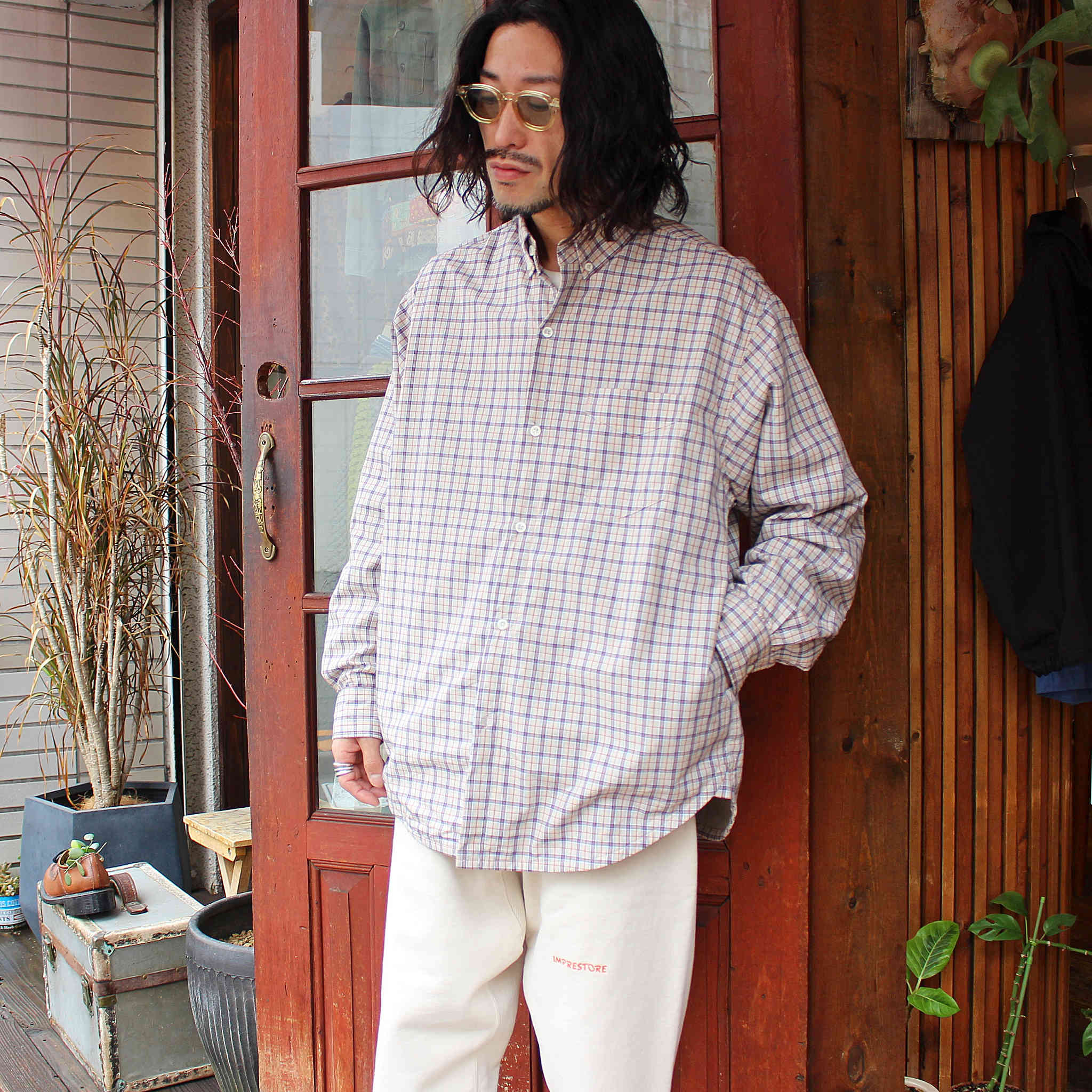 IMPRESTORE インプレストア / Fei | B/D SHIRTS WITH LINING ボタンダウンシャツ (BEIGE  ベージュ)