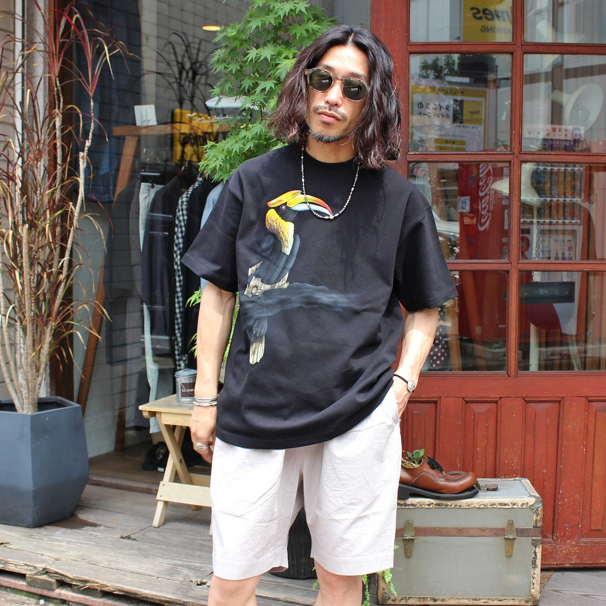 Nasmgwam. ナスングワム / GRATE INDIAN HORNBILL TEE グレートインディアンホーンビルティー (BLACK ブラック)