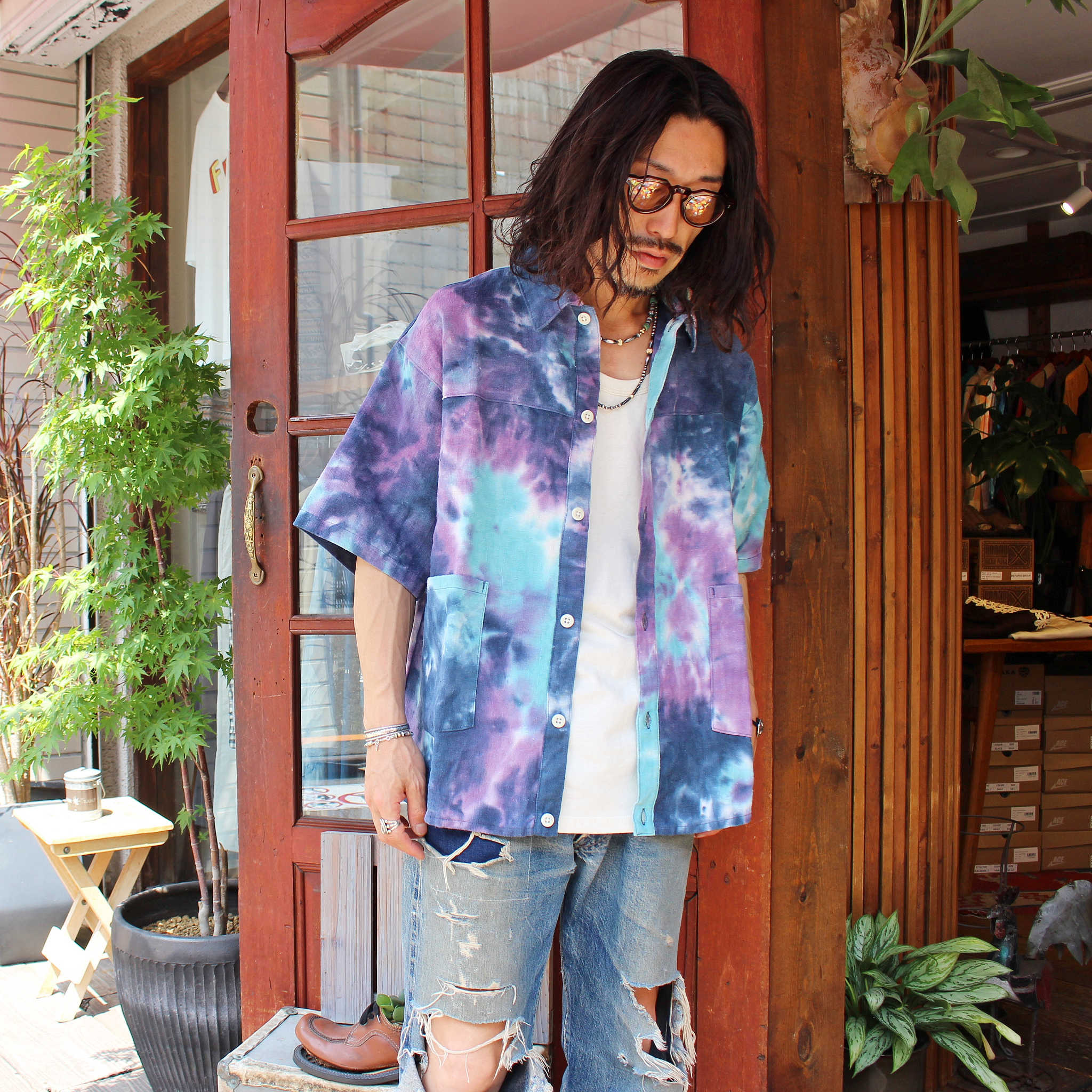 Nasngwam. ナスングワム / CLAY LIVE S/S JACKET クレイライブショートスリーブジャケット (PURPLE パープル)