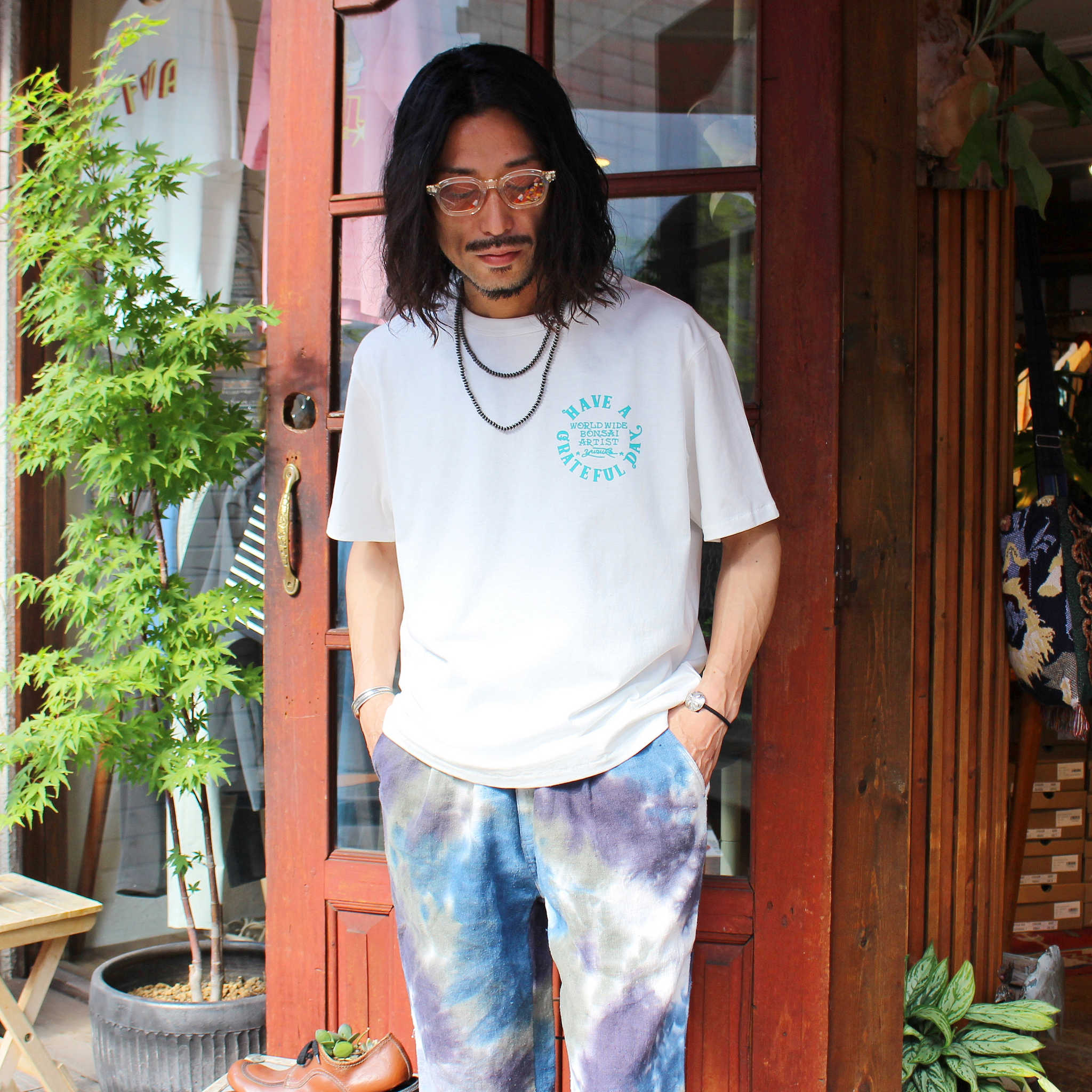 HAVE A GRATEFUL DAY ハブアグレイトフルデイ / YH×HGD T-SHIRT -LADY BUG レディバグ (WHITE ホワイト)