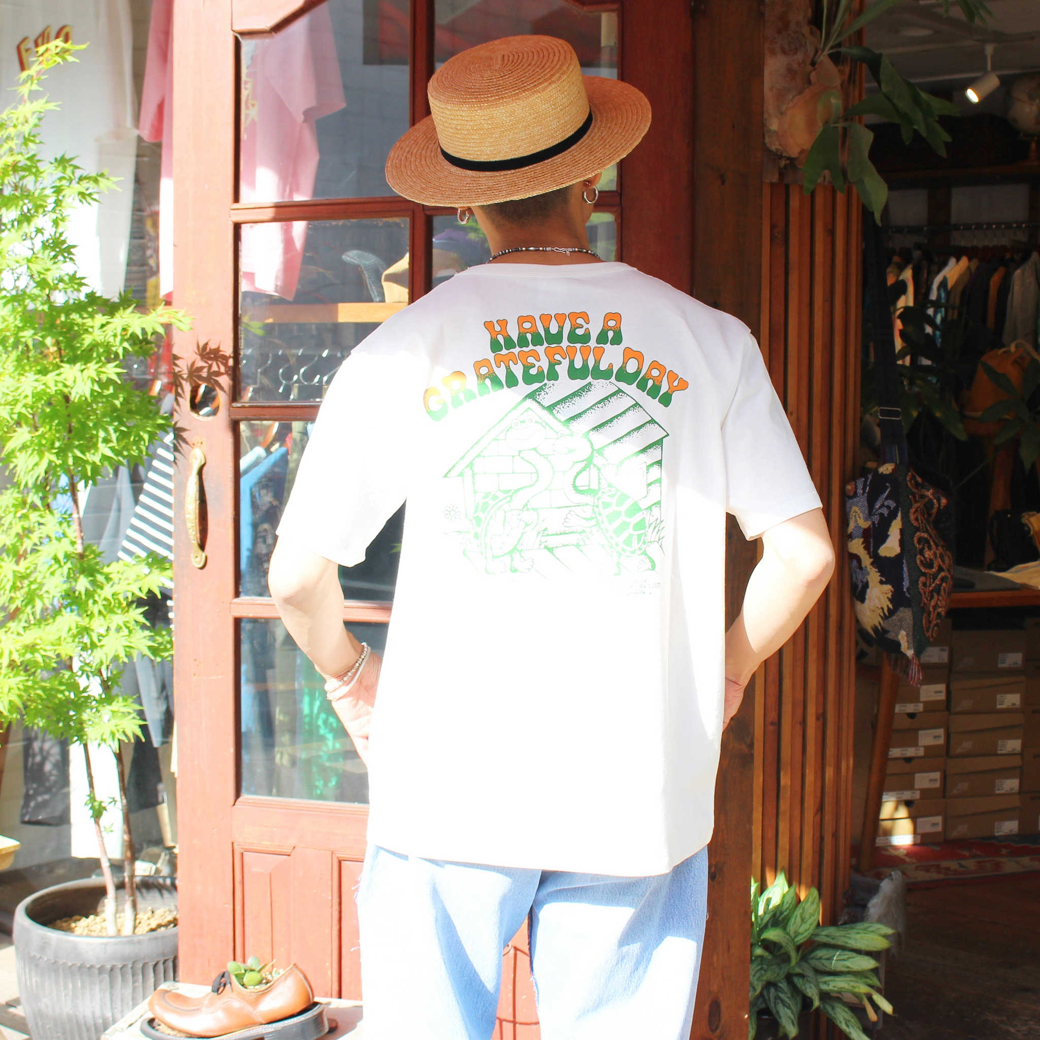 HAVE A GRATEFUL DAY ハブアグレイトフルデイ / YH×HGD T-SHIRT -TERRAPIN テラピン (WHITE ホワイト)