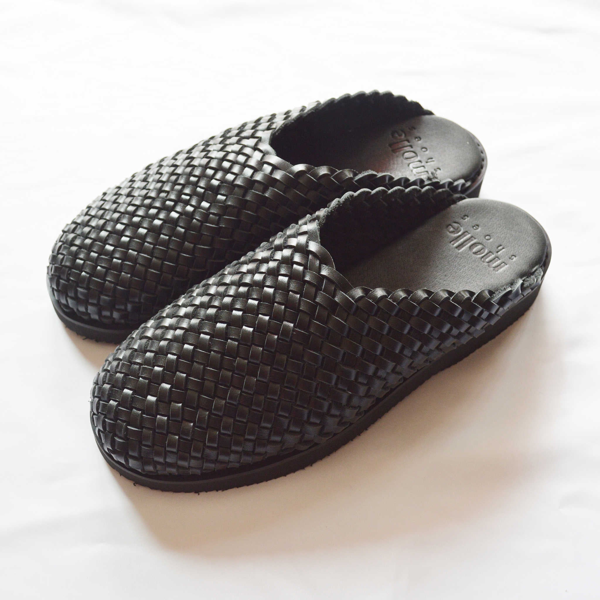 molle shoes モールシューズ / WOVEN LEATHER CROG ウーブンレザークロッグ (BLACK ブラック)