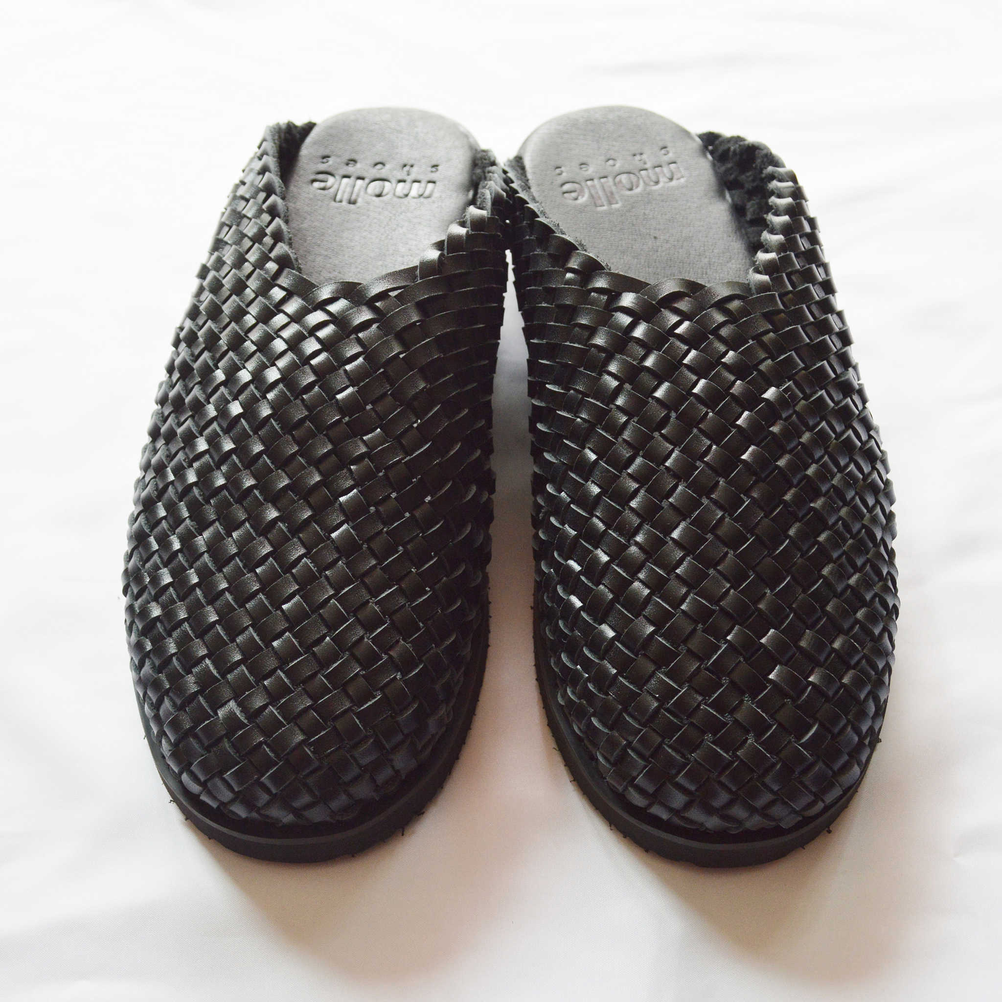 molle shoes モールシューズ / WOVEN LEATHER CROG ウーブンレザークロッグ (BLACK ブラック)
