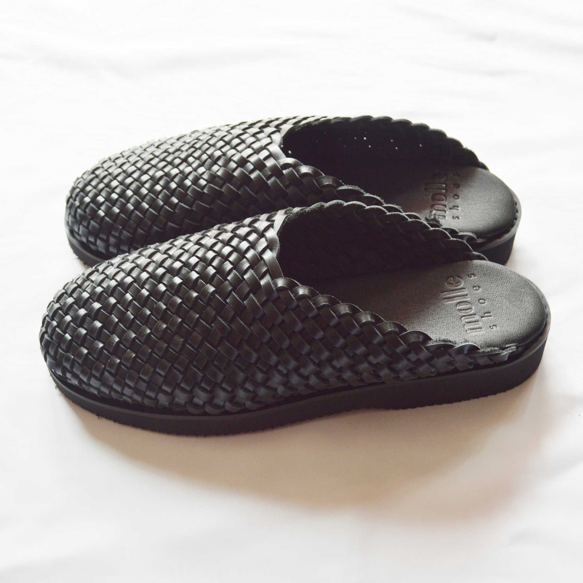 molle shoes モールシューズ / WOVEN LEATHER CROG ウーブンレザークロッグ (BLACK ブラック)