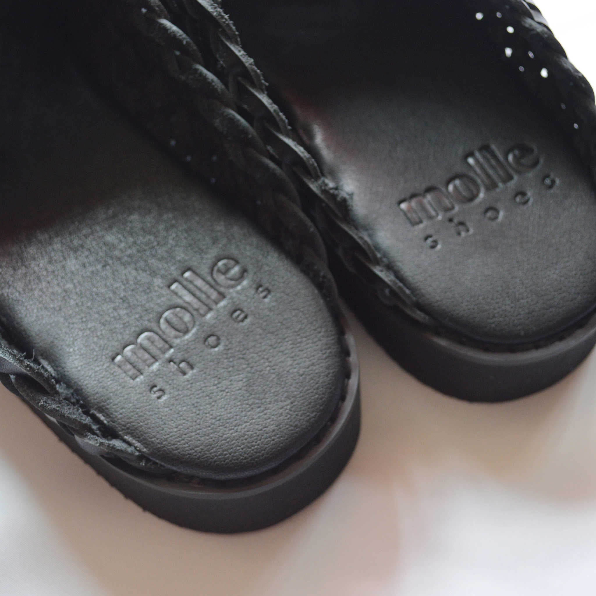 molle shoes モールシューズ / WOVEN LEATHER CROG ウーブンレザークロッグ (BLACK ブラック)