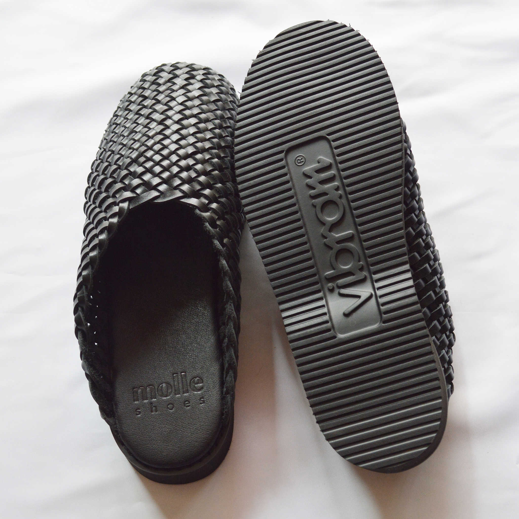 molle shoes モールシューズ / WOVEN LEATHER CROG ウーブンレザークロッグ (BLACK ブラック)
