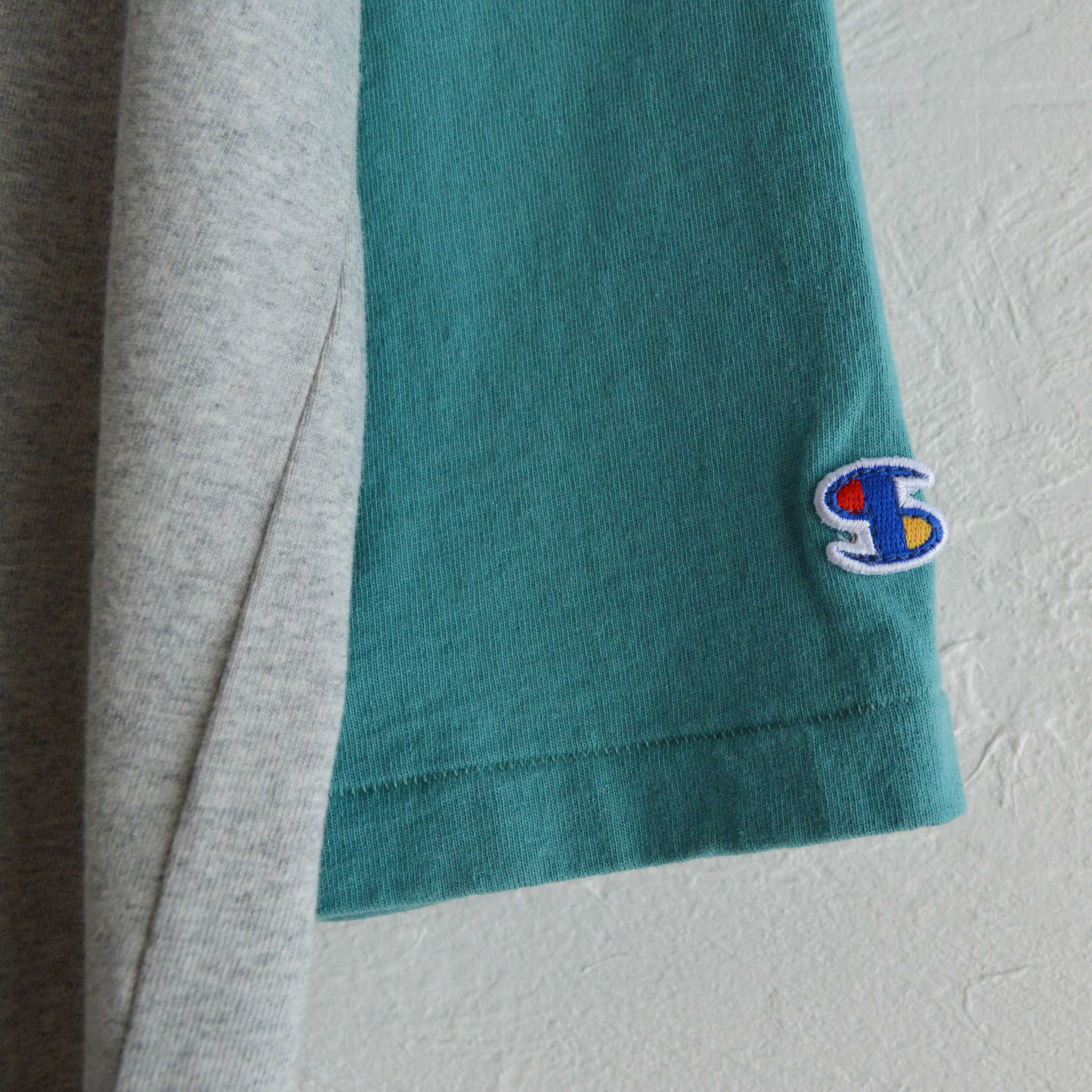 IMPRESTORE インプレストア / ARNOLD RAGLAN SLEEVE T-SHIRT アーノルドラグランスリーブティーシャツ (gray/turquois グレーターコイズ)