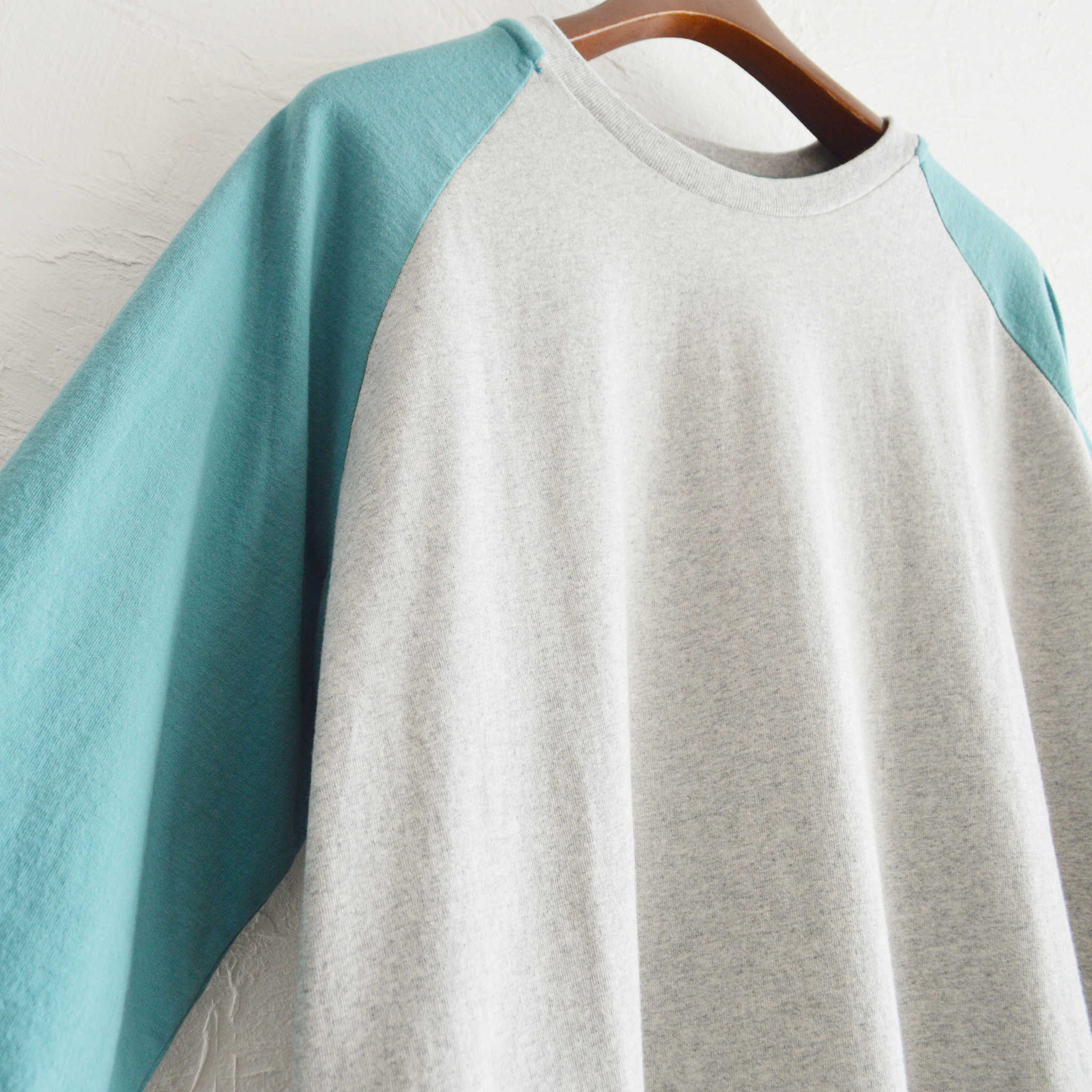 IMPRESTORE インプレストア / ARNOLD RAGLAN SLEEVE T-SHIRT アーノルドラグランスリーブティーシャツ (gray/turquois グレーターコイズ)