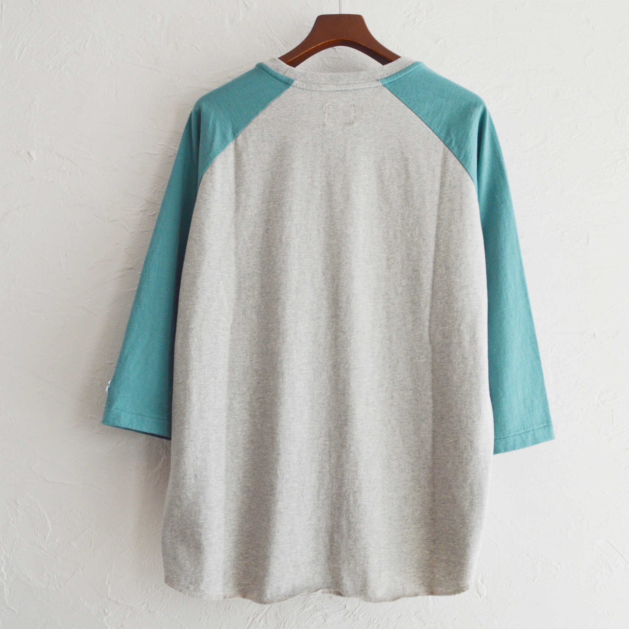IMPRESTORE インプレストア / ARNOLD RAGLAN SLEEVE T-SHIRT アーノルドラグランスリーブティーシャツ (gray/turquois グレーターコイズ)
