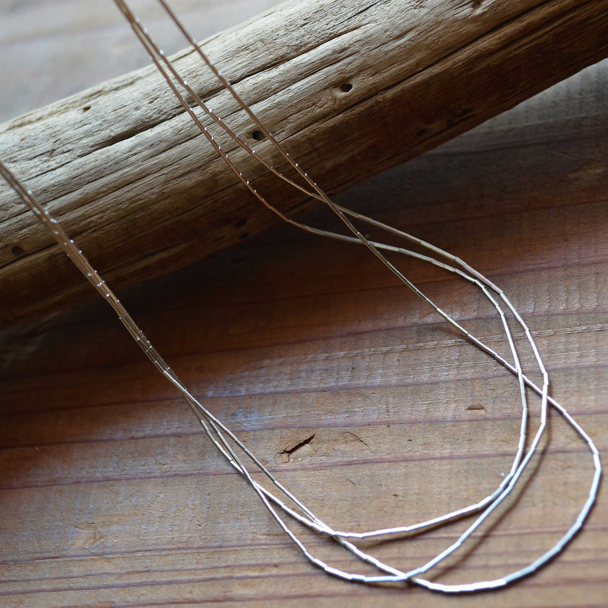 Indian jewelry インディアンジュエリー / Navajo Liquid silver Necklace ナヴァホ族リキッドシルバーネックレス 3連45cm