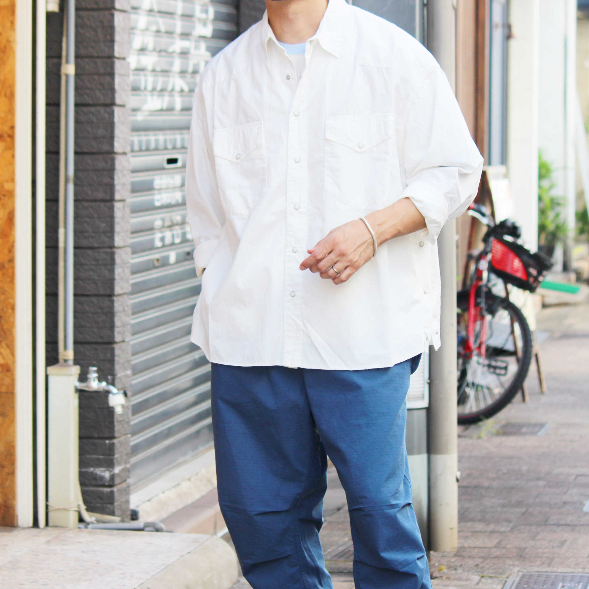 IMPRESTORE インプレストア / Dwayne | Basket Westren Shirts ドウェインバスケットウエスタンシャツ (WHITE ホワイト)