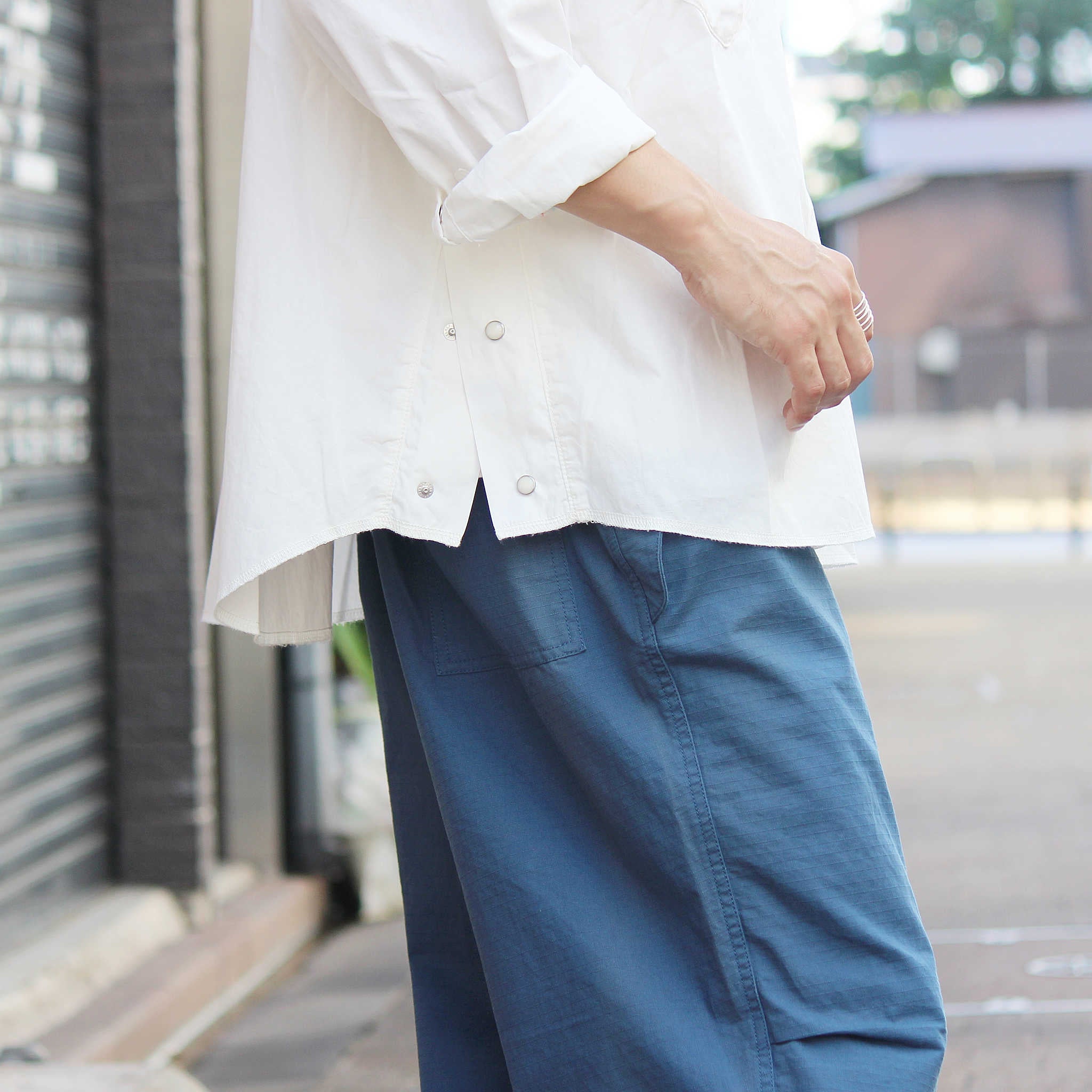 IMPRESTORE インプレストア / Dwayne | Basket Westren Shirts ドウェインバスケットウエスタンシャツ (WHITE ホワイト)