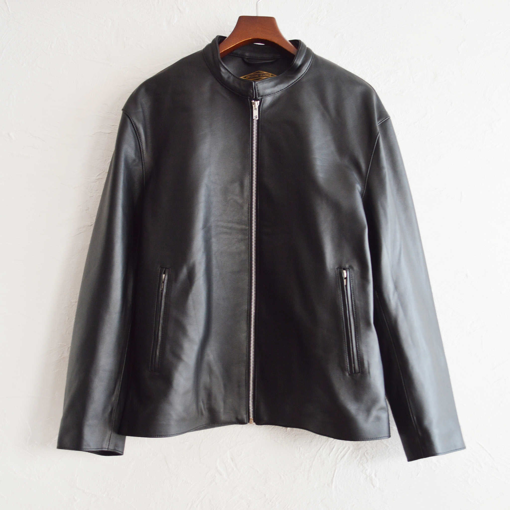 AWESOME LEATHER オーサムレザー / SINGLE RIDERS JACKET シングルライダースジャケット (BLACK ブ