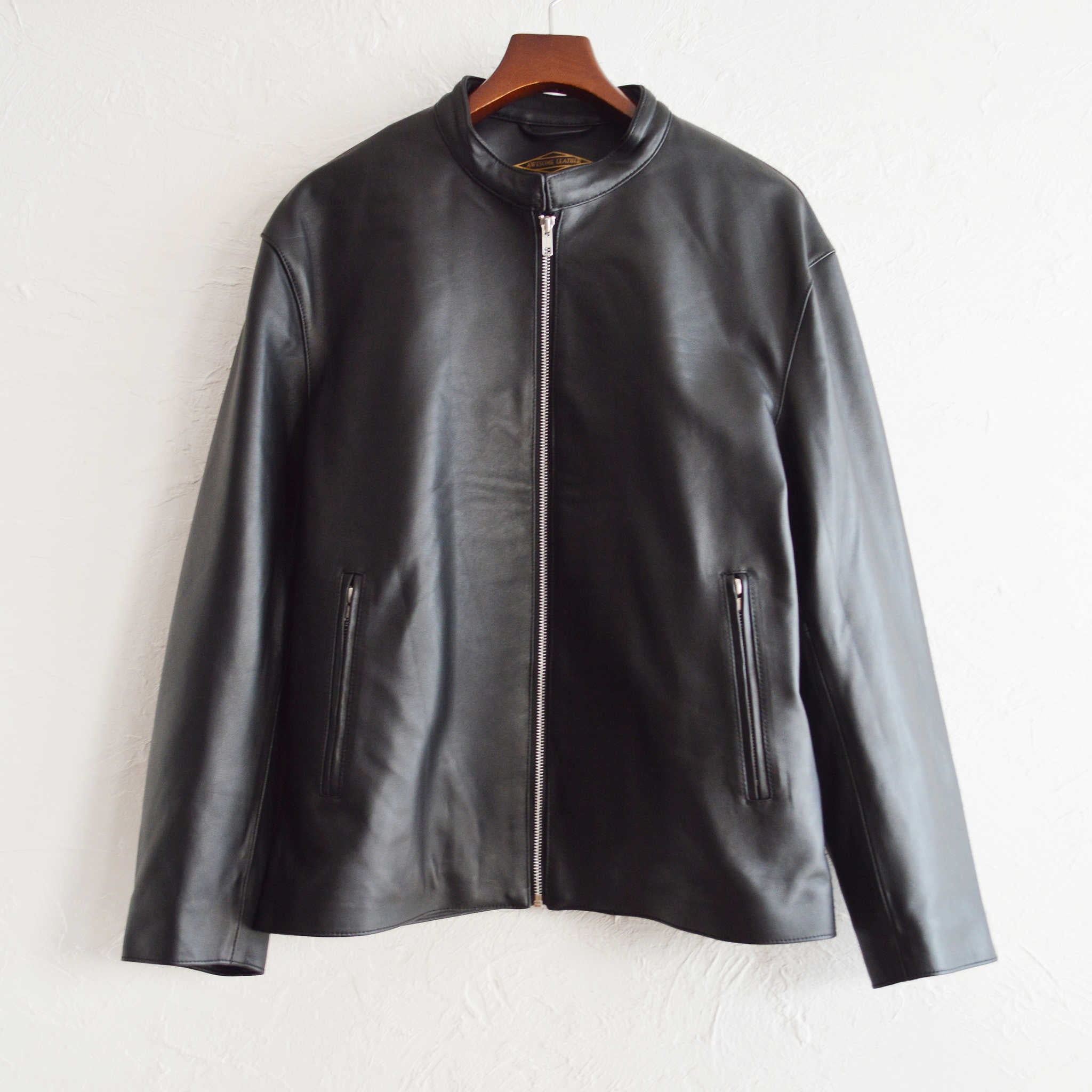 AWESOME LEATHER オーサムレザー / SINGLE RIDERS JACKET シングルライダースジャケット (BLACK ブラック)