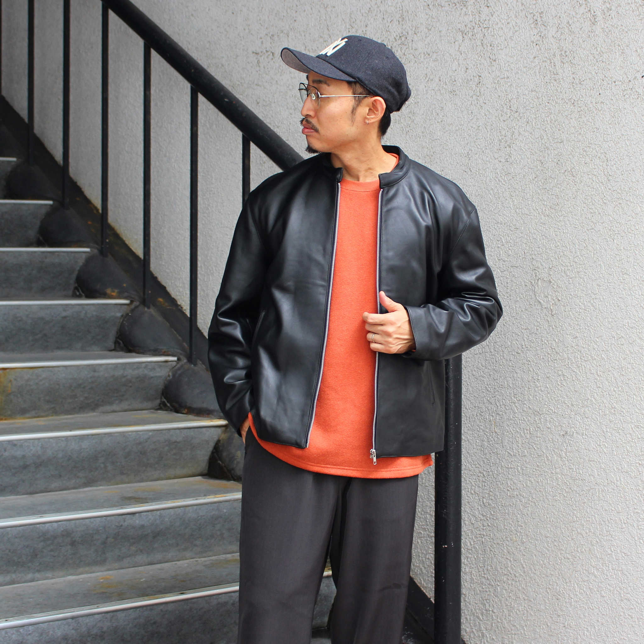 AWESOME LEATHER オーサムレザー / SINGLE RIDERS JACKET シングルライダースジャケット (BLACK ブラック)