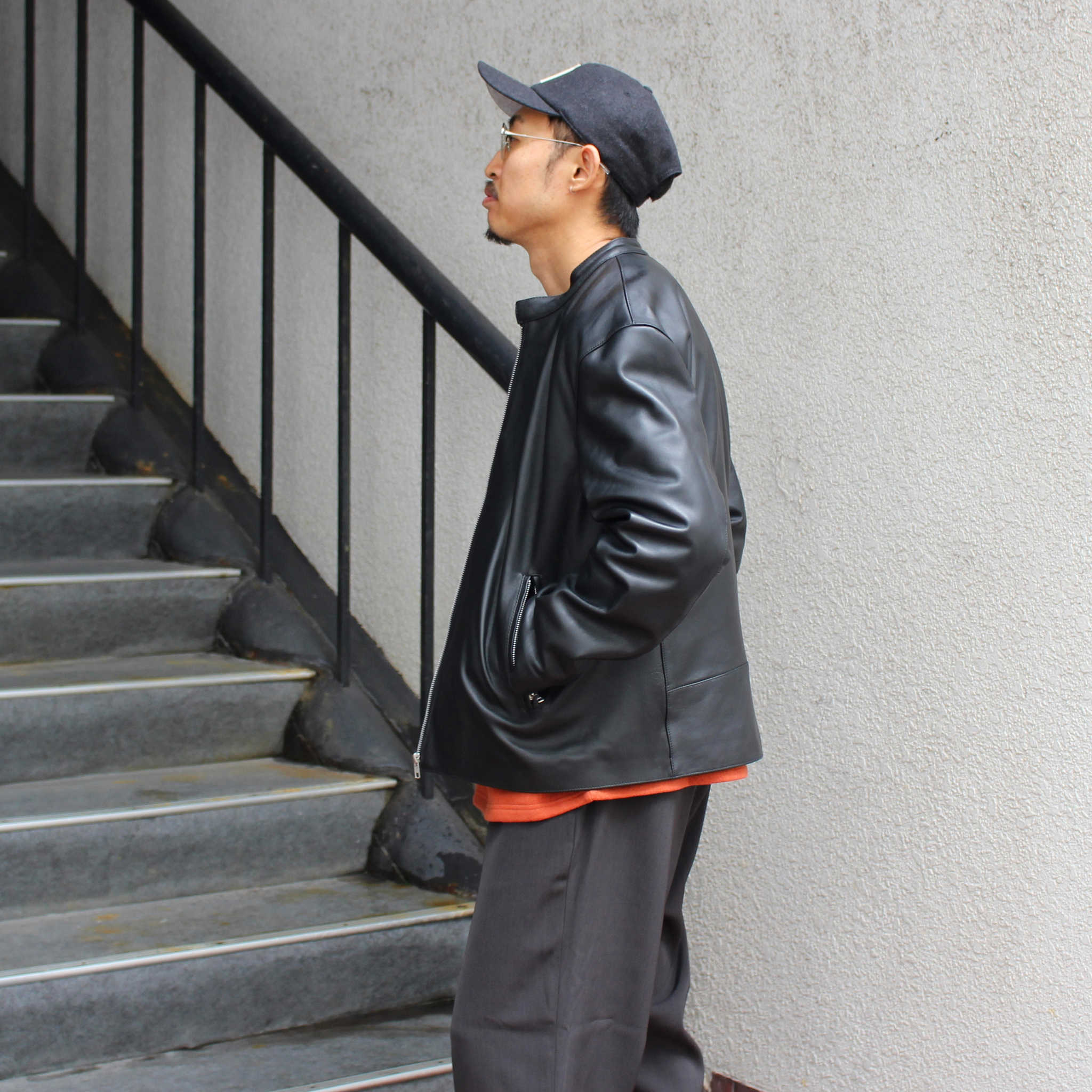 AWESOME LEATHER オーサムレザー / SINGLE RIDERS JACKET シングルライダースジャケット (BLACK ブラック)