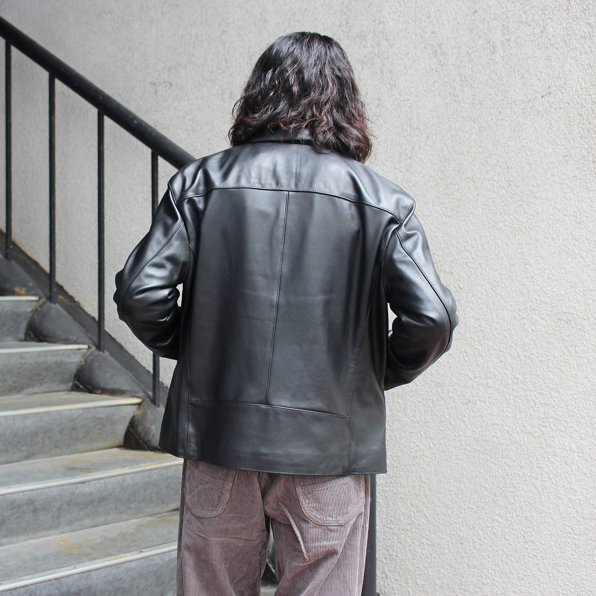 AWESOME LEATHER オーサムレザー / ZIP SHORT JACKET ジップショートジャケット (BLACK ブラック)