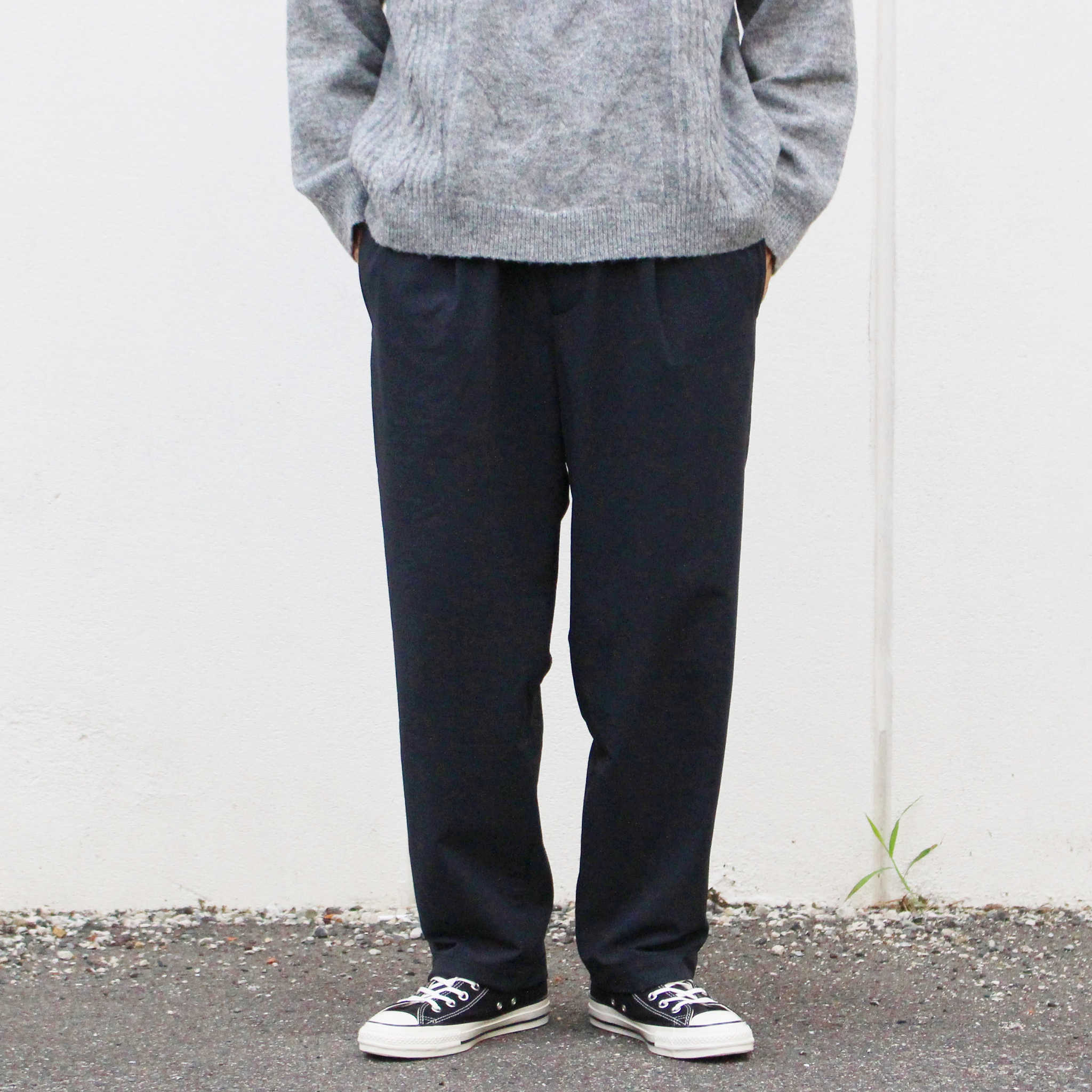 YONCA ヨンカ / COMFORT TECH FLEECE PANTS WIDE カモフォートテックフリースパンツワイド (BLACK ブラック)