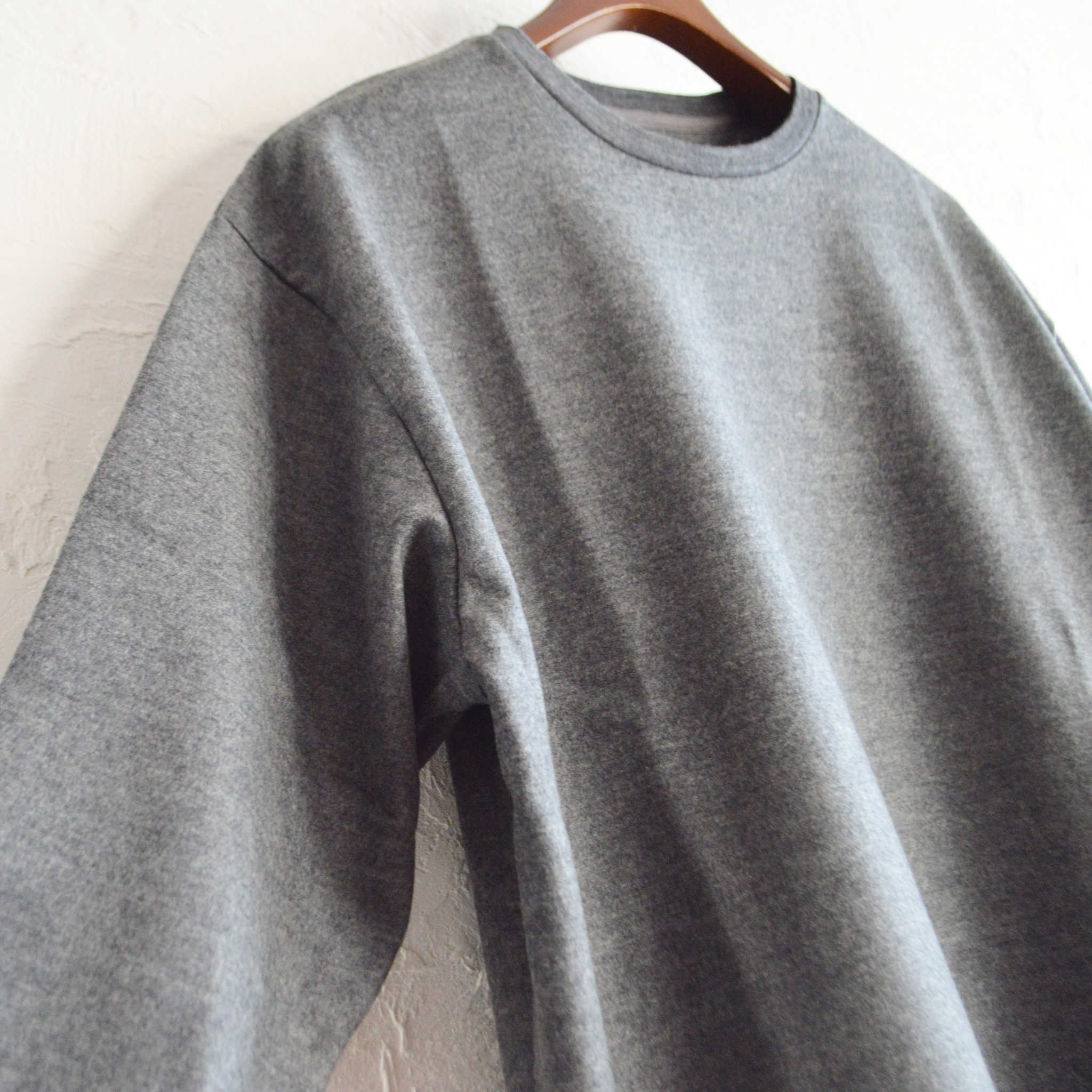 LAMOND ラモンド / LUMINARY MILD WOOL WIDE LONG TEE ルミナリーマイルドウールワイドロングティー (CHARCOAL チャコール)