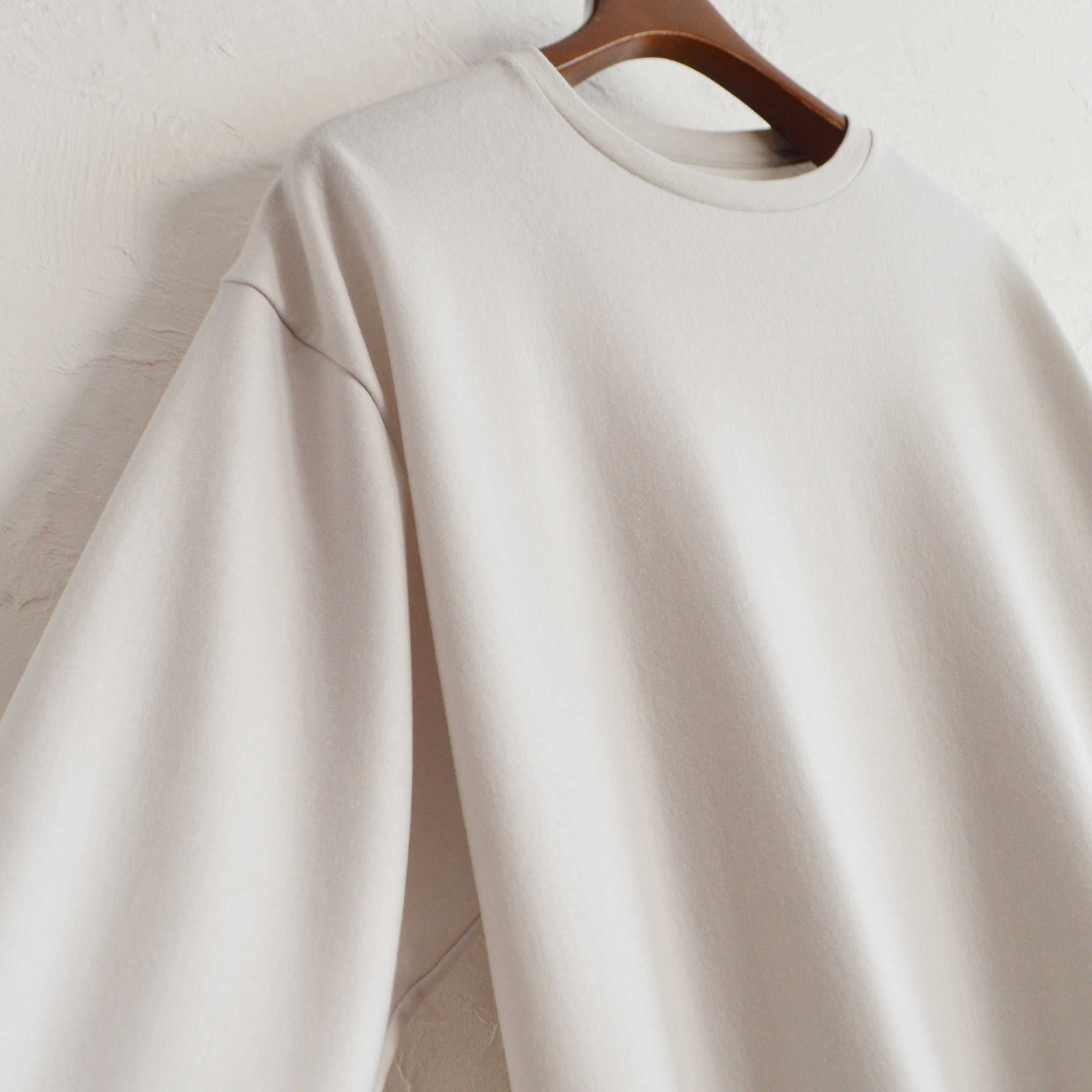LAMOND ラモンド / LUMINARY MILD WOOL WIDE LONG TEE ルミナリーマイルドウールワイドロングティー (ASH WHITE アッシュホワイト)