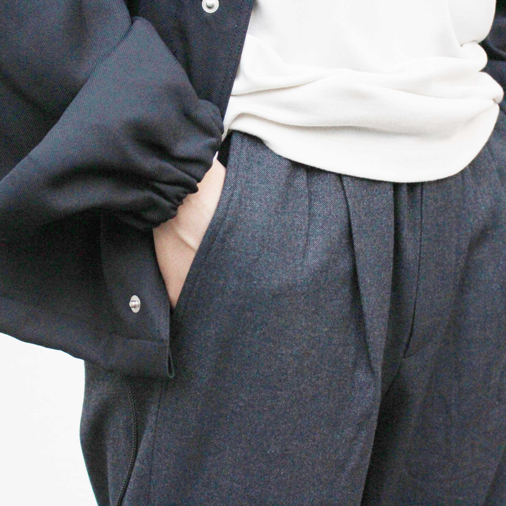 LAMOND ラモンド / CASHMERE TOUCH EASY SLACKS カシミアタッチイージースラックス (BLACK ブラック)