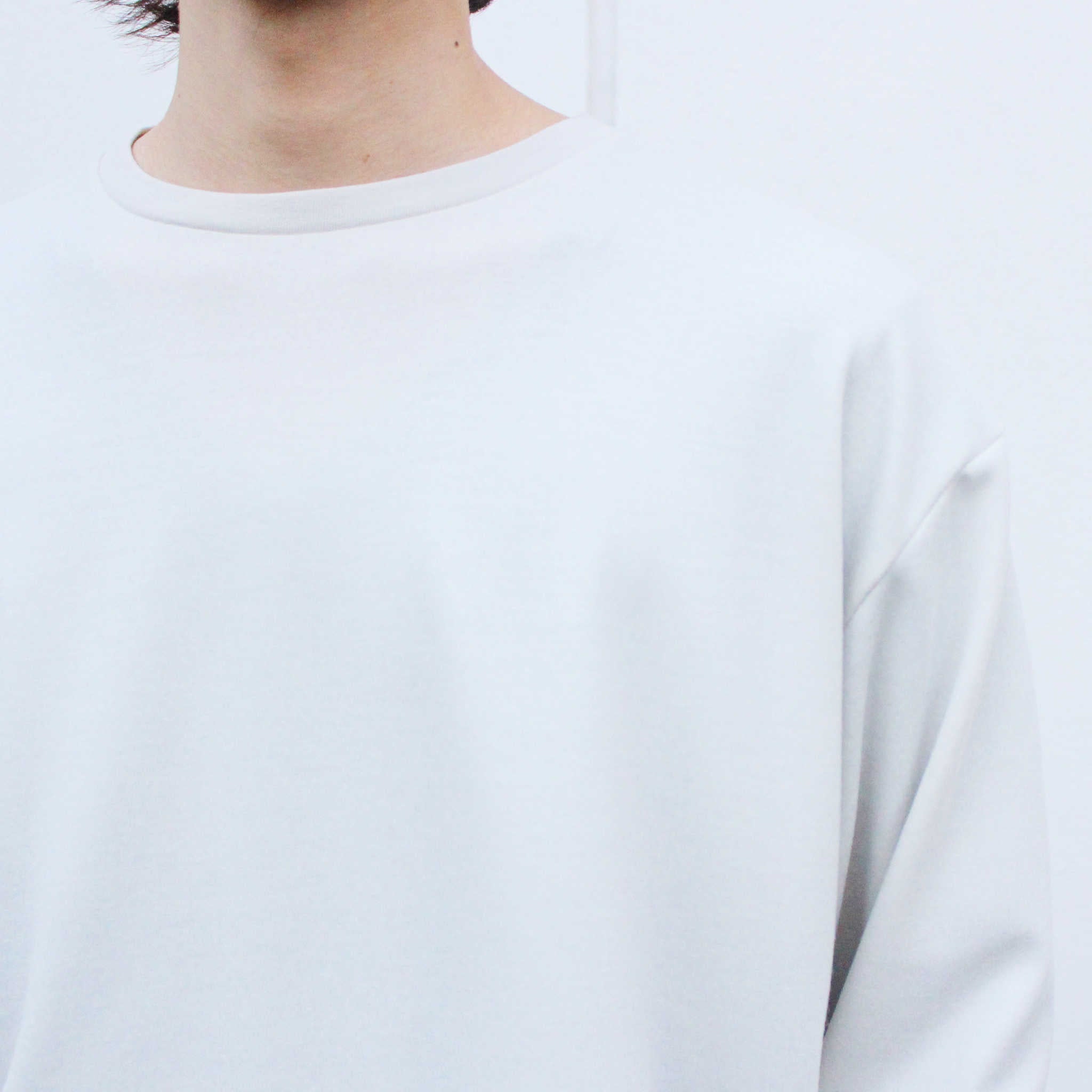 LAMOND ラモンド / LUMINARY MILD WOOL WIDE LONG TEE ルミナリーマイルドウールワイドロングティー (ASH WHITE アッシュホワイト)