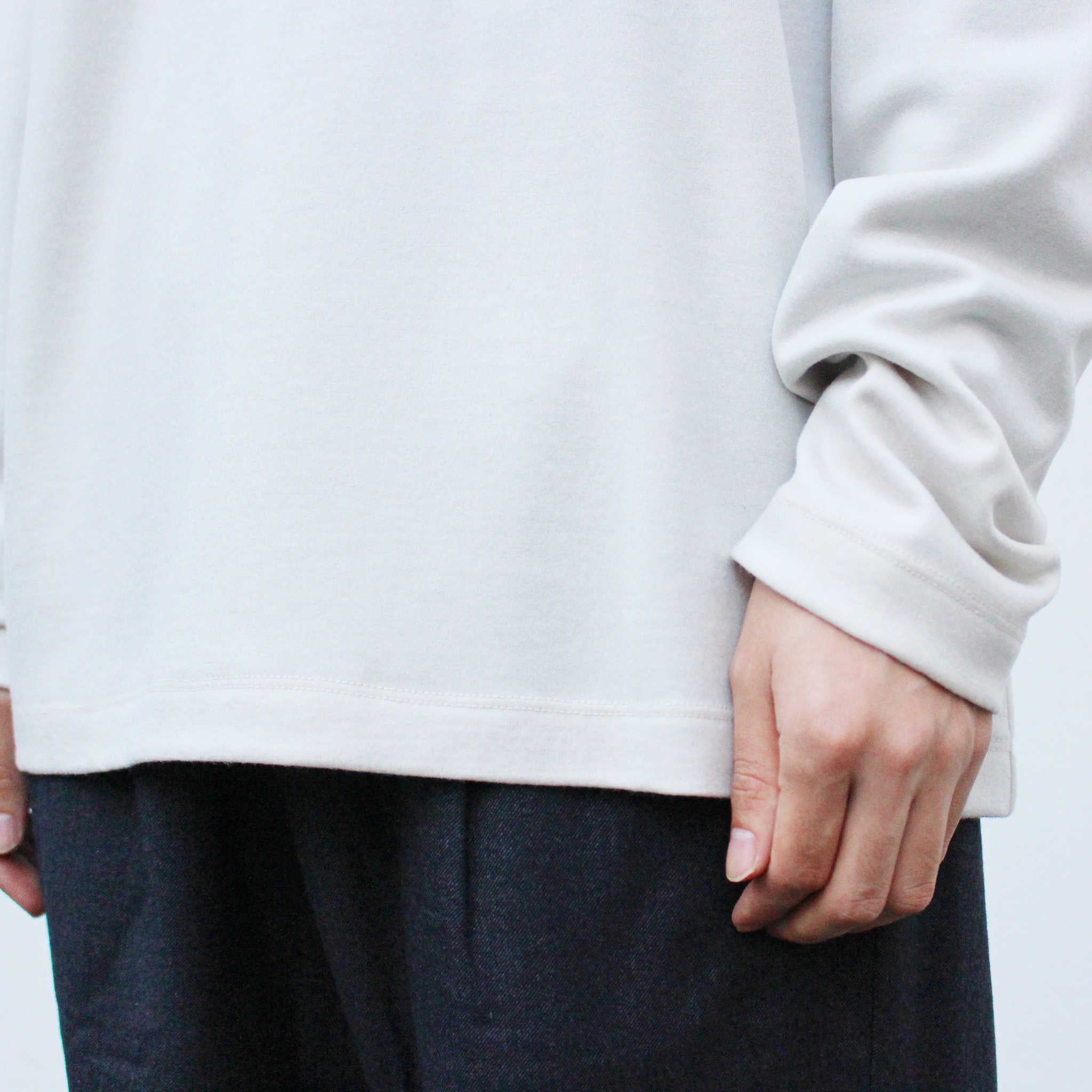 LAMOND ラモンド / LUMINARY MILD WOOL WIDE LONG TEE ルミナリーマイルドウールワイドロングティー (ASH WHITE アッシュホワイト)