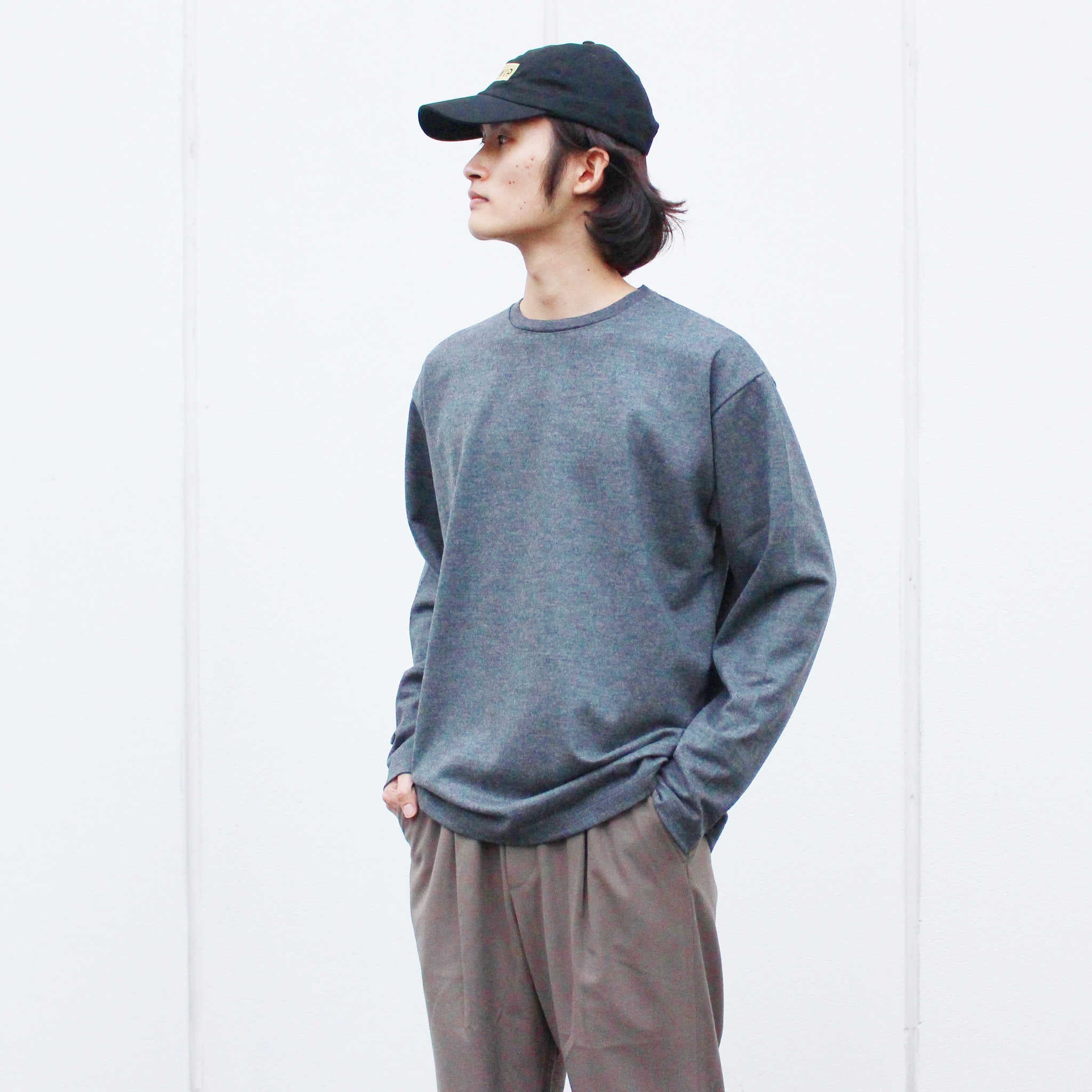 LAMOND ラモンド / LUMINARY MILD WOOL WIDE LONG TEE ルミナリーマイルドウールワイドロングティー (CHARCOAL チャコール)