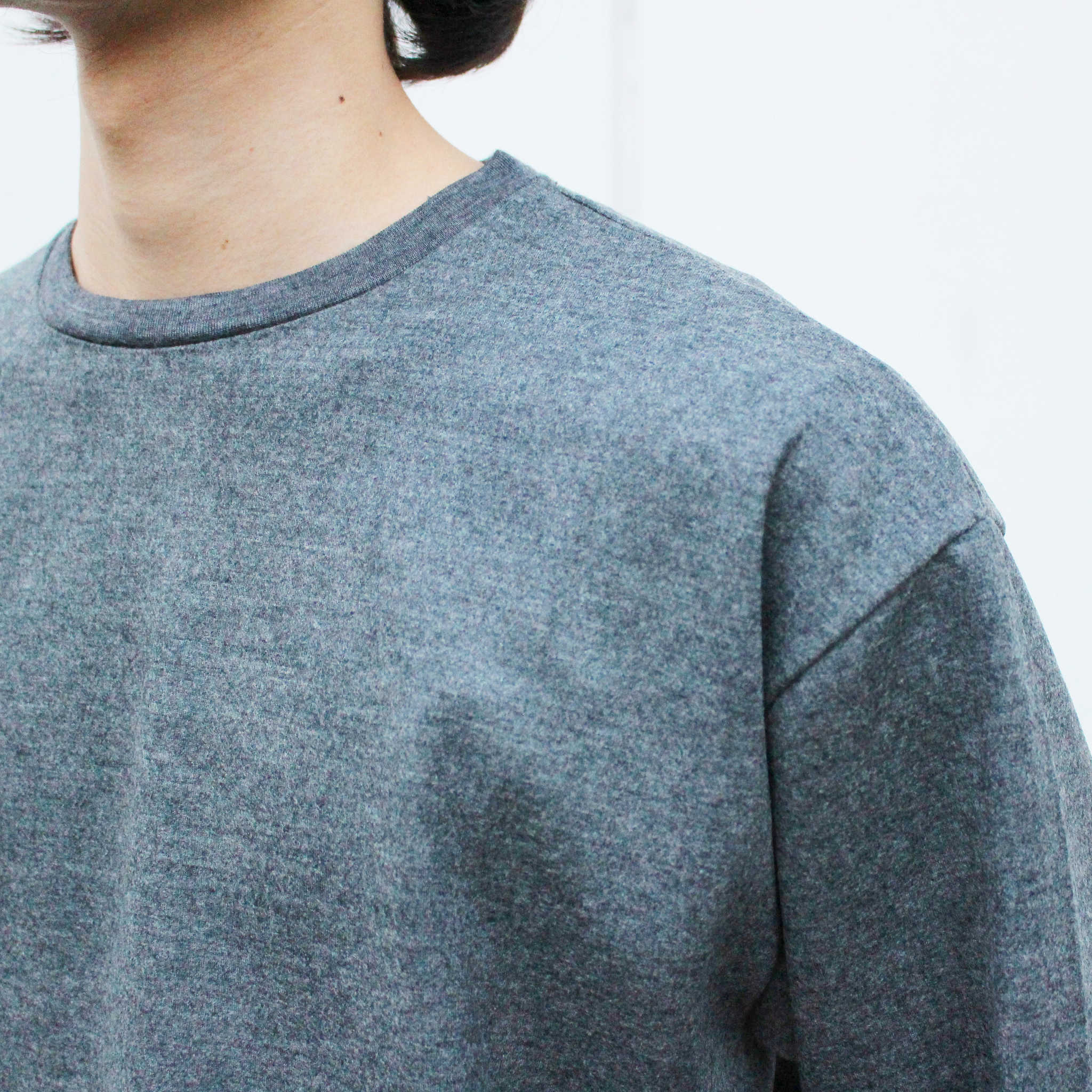 LAMOND ラモンド / LUMINARY MILD WOOL WIDE LONG TEE ルミナリーマイルドウールワイドロングティー (CHARCOAL チャコール)