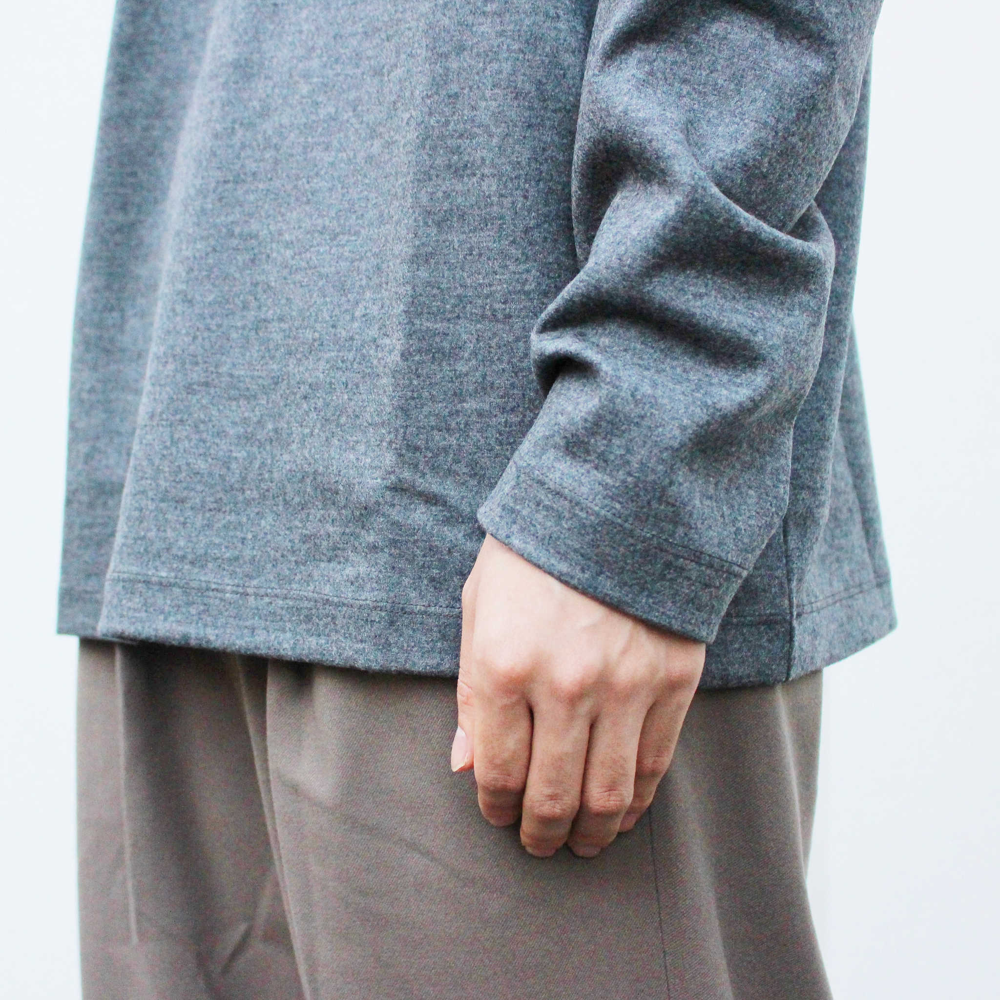 LAMOND ラモンド / LUMINARY MILD WOOL WIDE LONG TEE ルミナリーマイルドウールワイドロングティー (CHARCOAL チャコール)