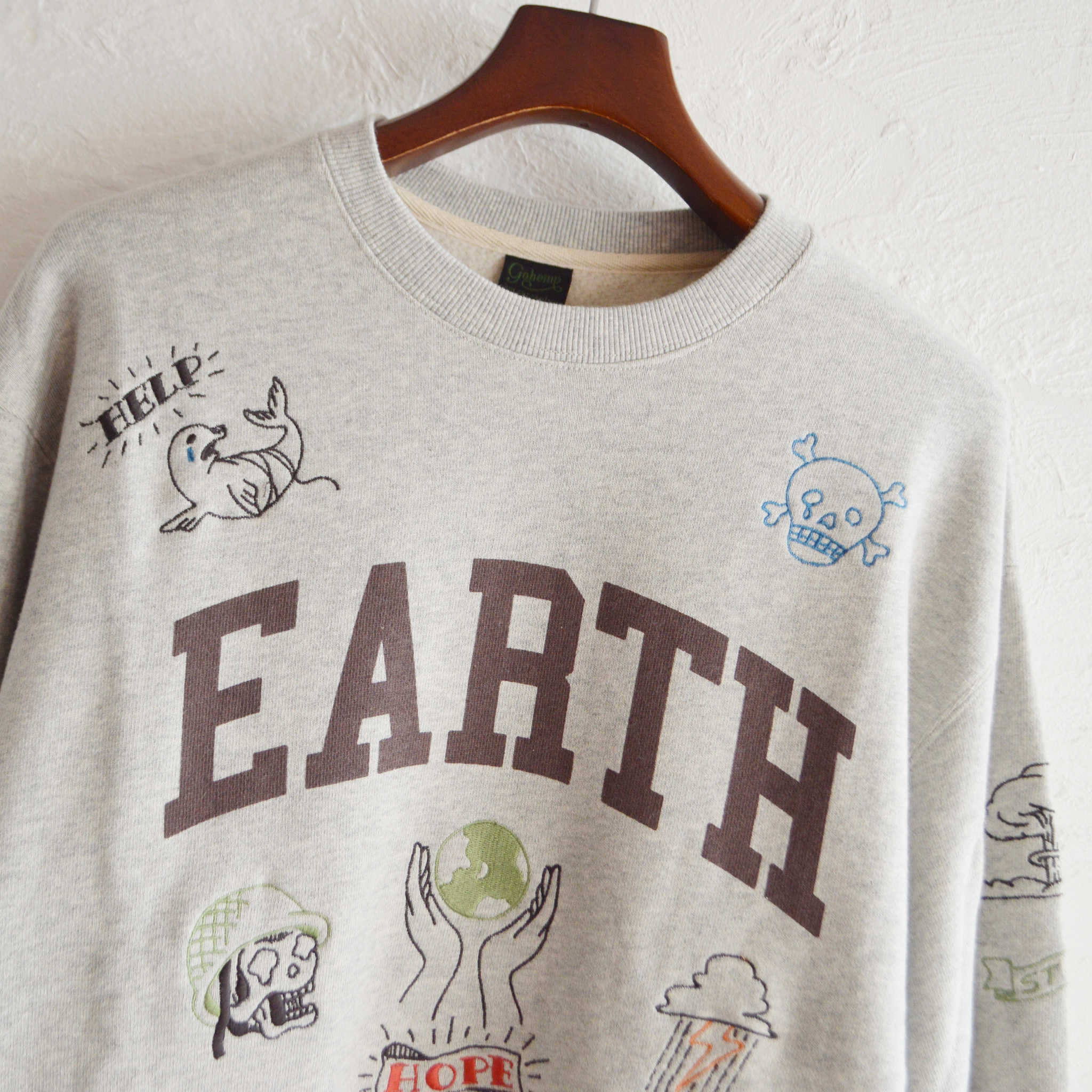 GOHEMP ゴーヘンプ / EARTH CREW SWEAT アースクルースウェット (ASH HEATHER アッシュヘザー)