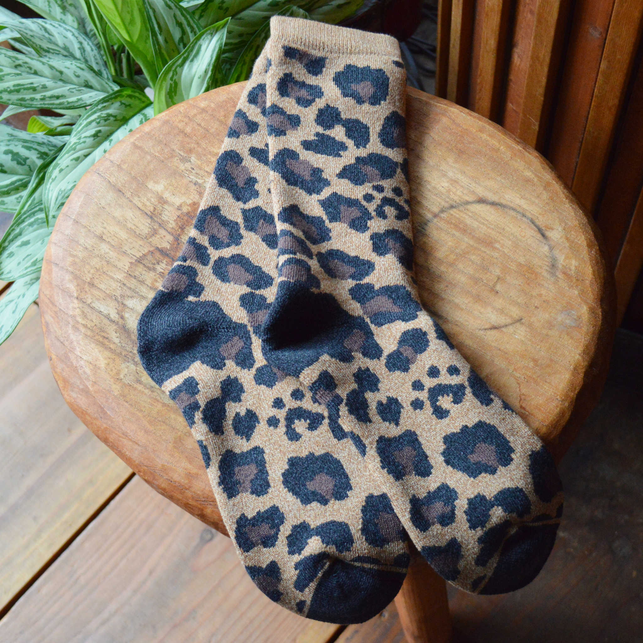 ROTOTO ロトト / PILE LEOPARD CREW SOCKS パイルレオパードクルーソックス