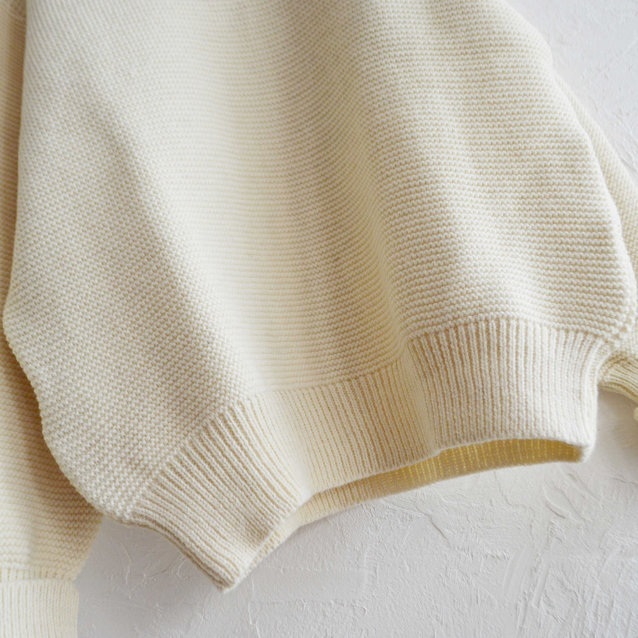 Kerry Woollen Mills ケリーウーレンミルズ / PEARL STITCH DROP SHOULDER CREW NECK SWEATER (PURE ARAN ピュアアラン)