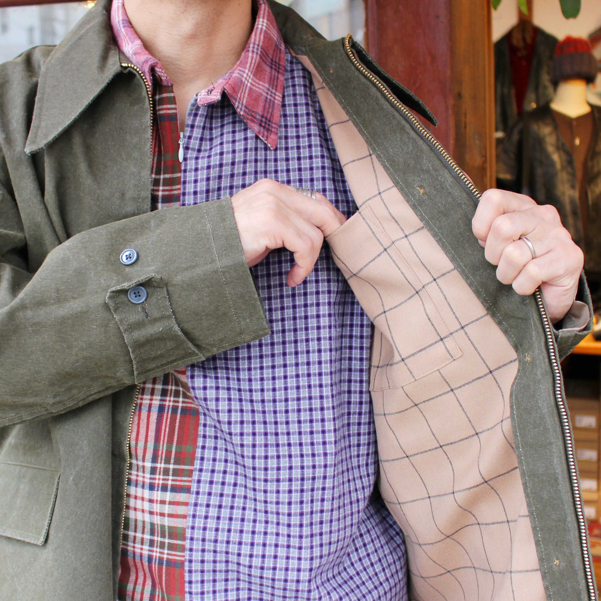 necessary or unnecessary ネセサリーオアアンネセサリー N.O.UNナウン / CAR COAT カーコート (OLIVE オリーブ)