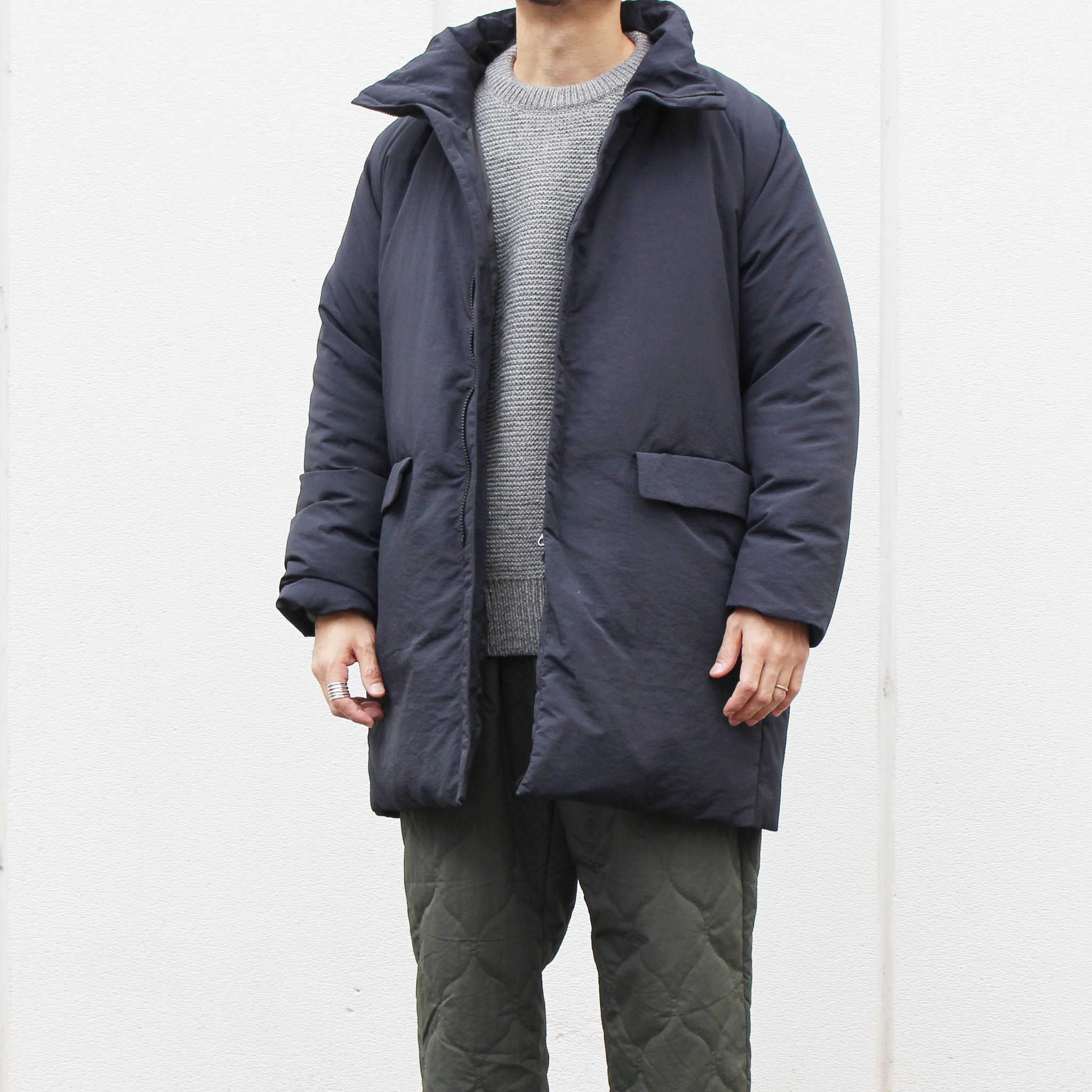 LAMOND ラモンド / LIGHT SHELL STAND DOWN COAT ライトシェルダウンコート (BLACK ブラック)