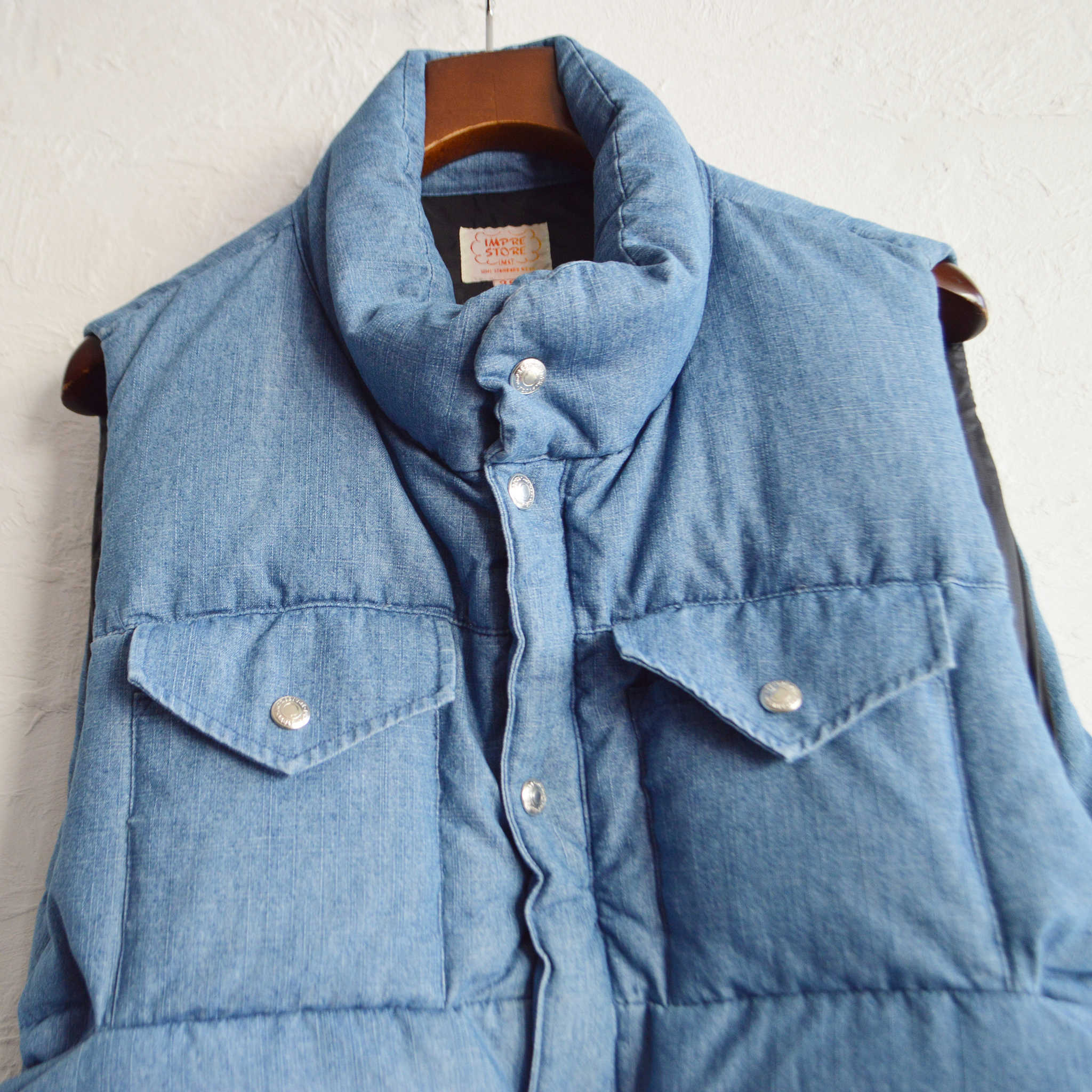 IMPRESTORE インプレストア / Doris | denim down VEST デニムダウンベスト (Denim garment wash デニムガーメントウォッシュ)