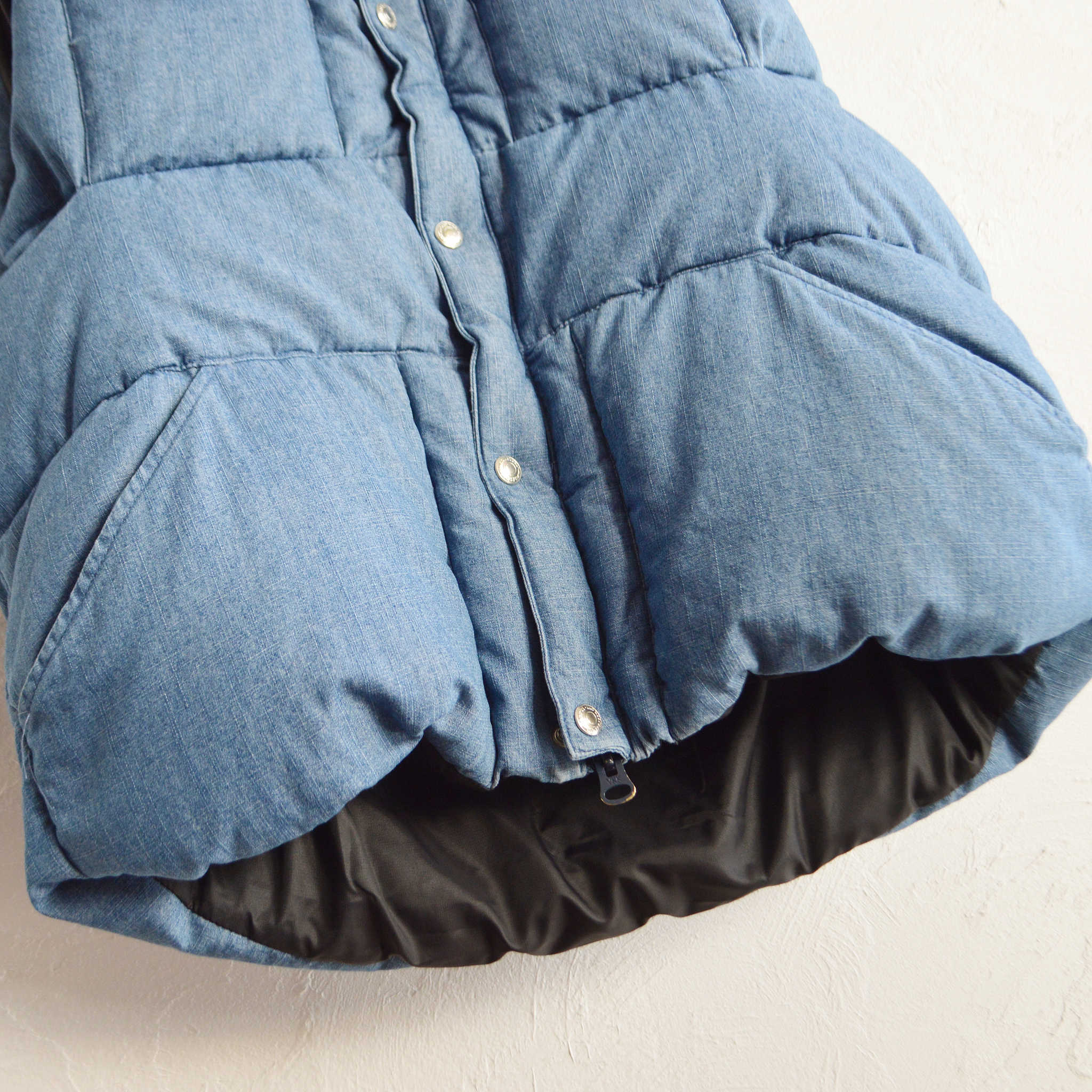 IMPRESTORE インプレストア / Doris | denim down VEST デニムダウンベスト (Denim garment wash デニムガーメントウォッシュ)