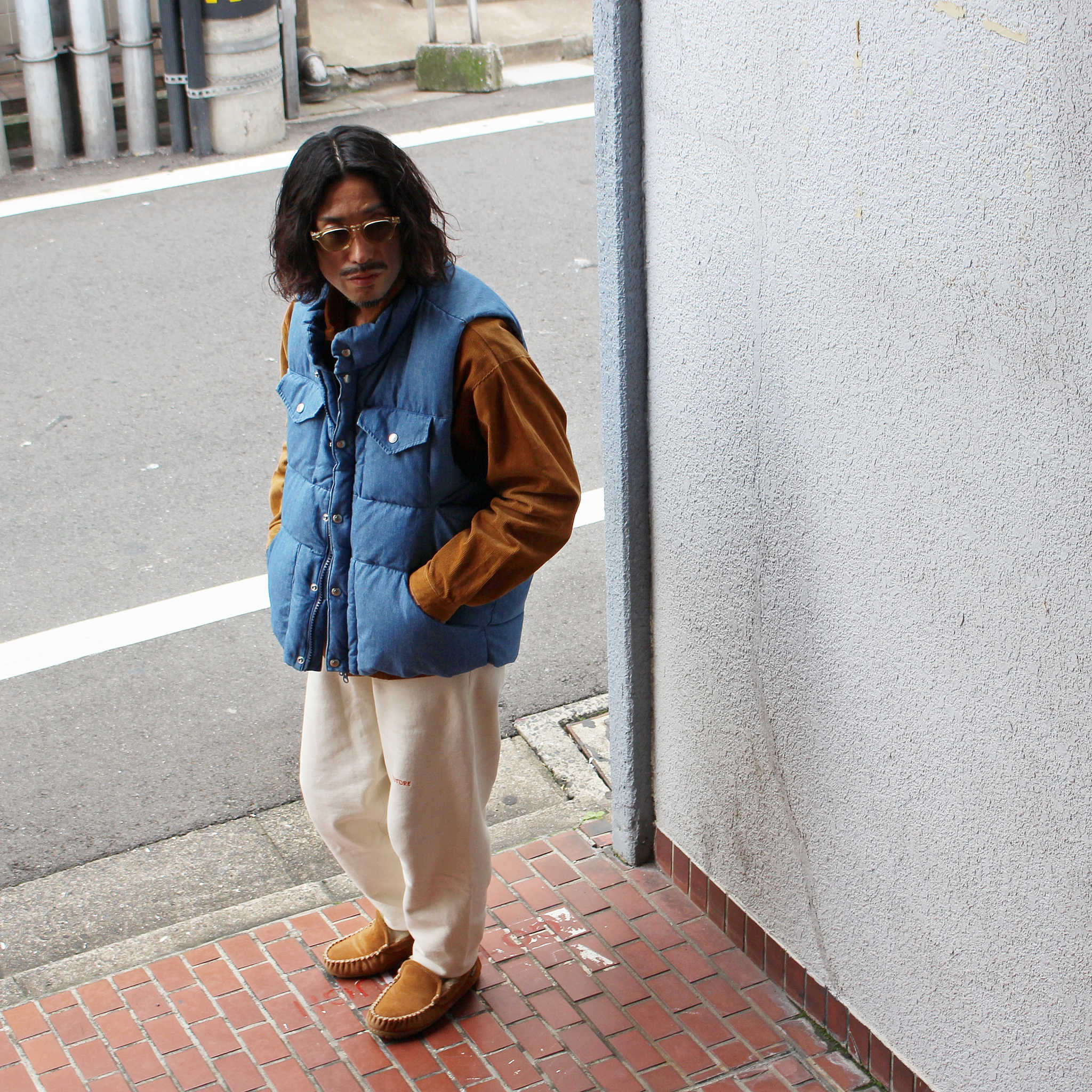 IMPRESTORE インプレストア / Doris | denim down VEST デニムダウンベスト (Denim garment wash デニムガーメントウォッシュ)