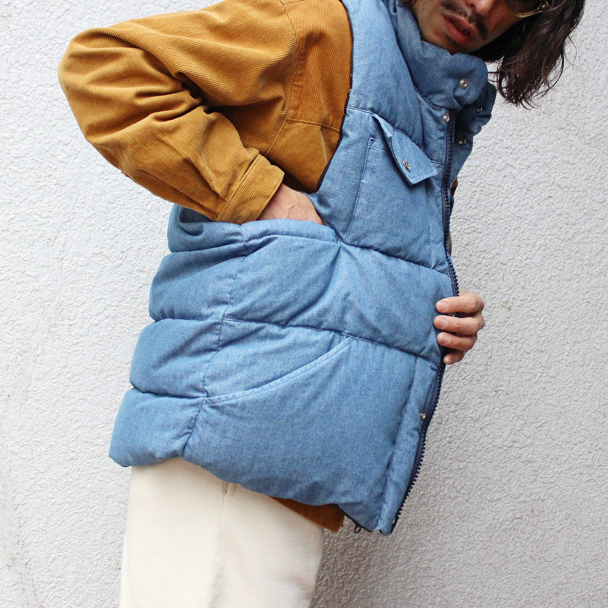IMPRESTORE インプレストア / Doris | denim down VEST デニムダウンベスト (Denim garment wash デニムガーメントウォッシュ)