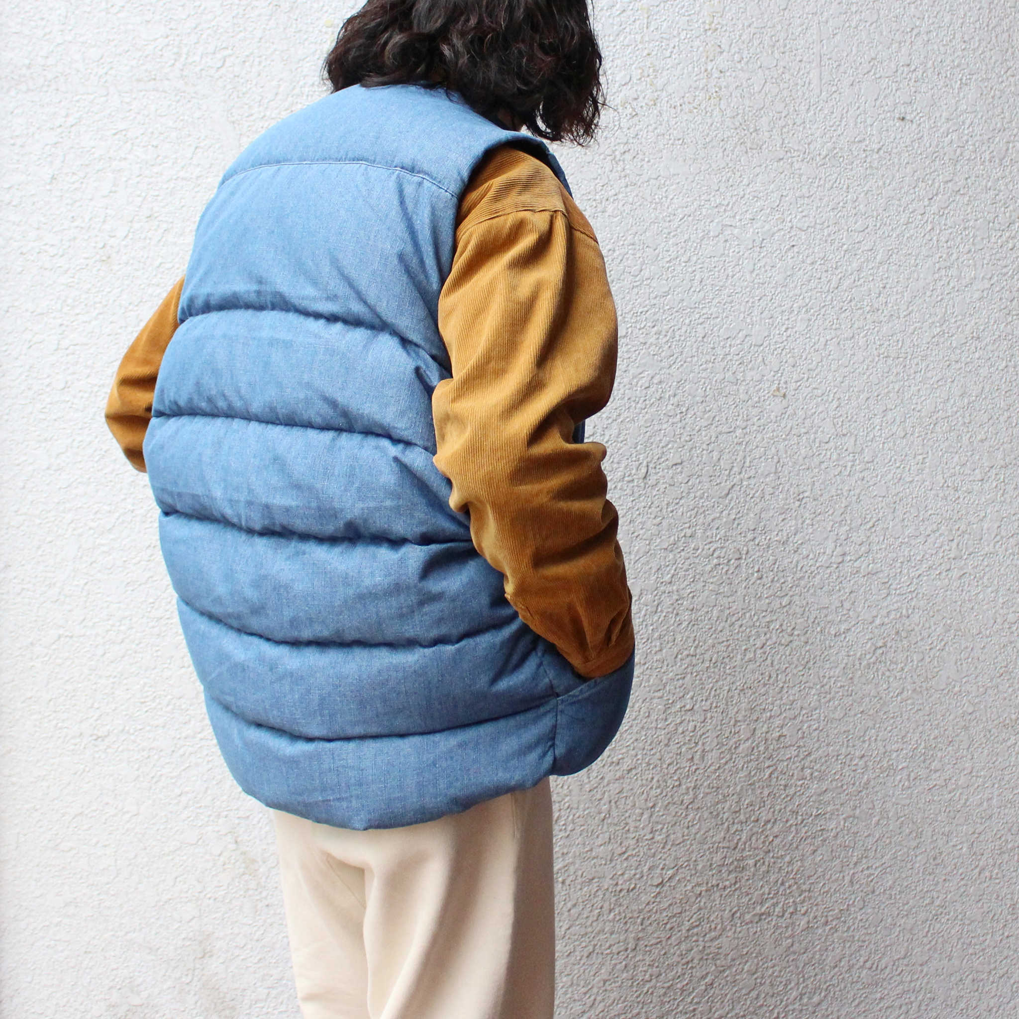 IMPRESTORE インプレストア / Doris | denim down VEST デニムダウンベスト (Denim garment wash デニムガーメントウォッシュ)