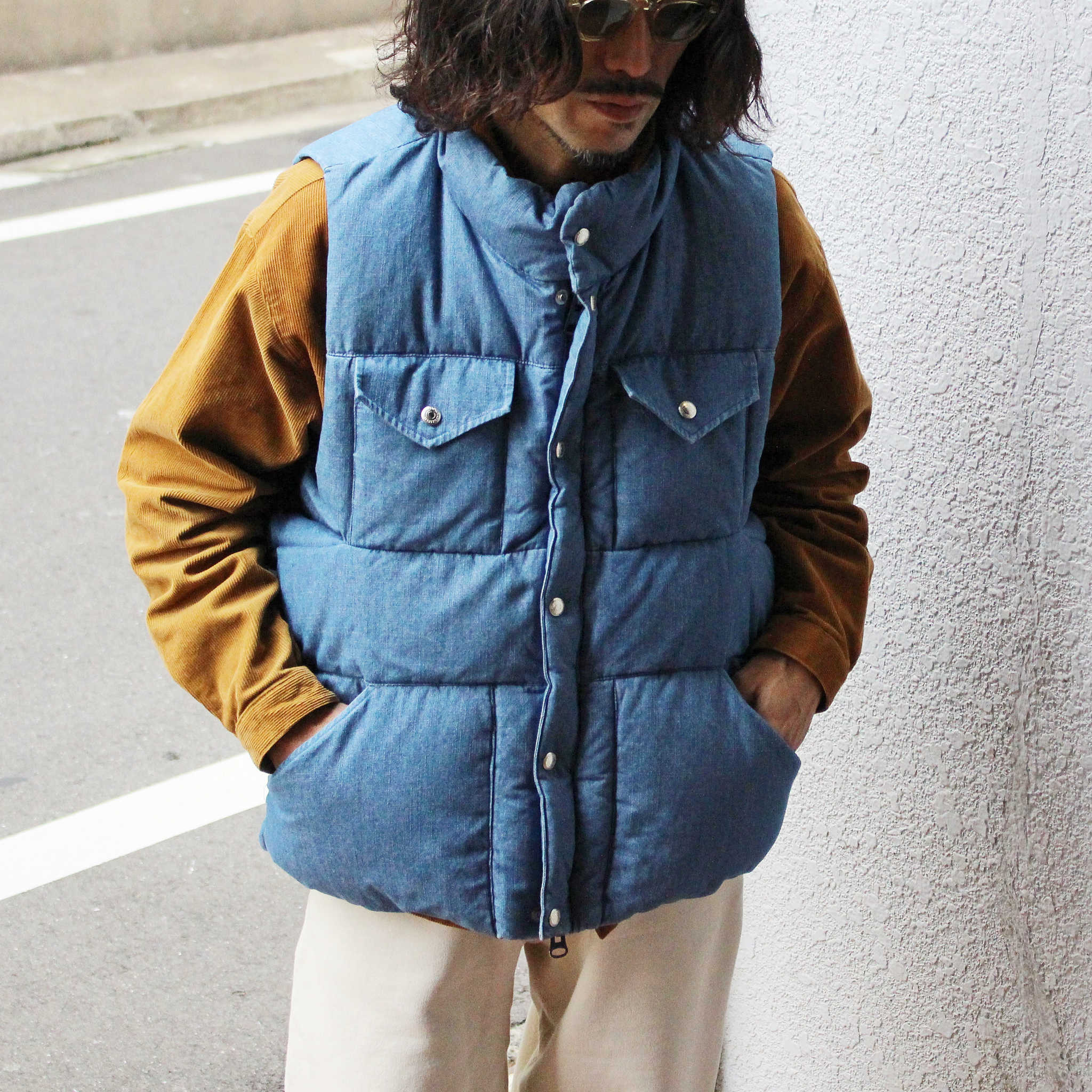 IMPRESTORE インプレストア / Doris | denim down VEST デニムダウンベスト (Denim garment wash デニムガーメントウォッシュ)