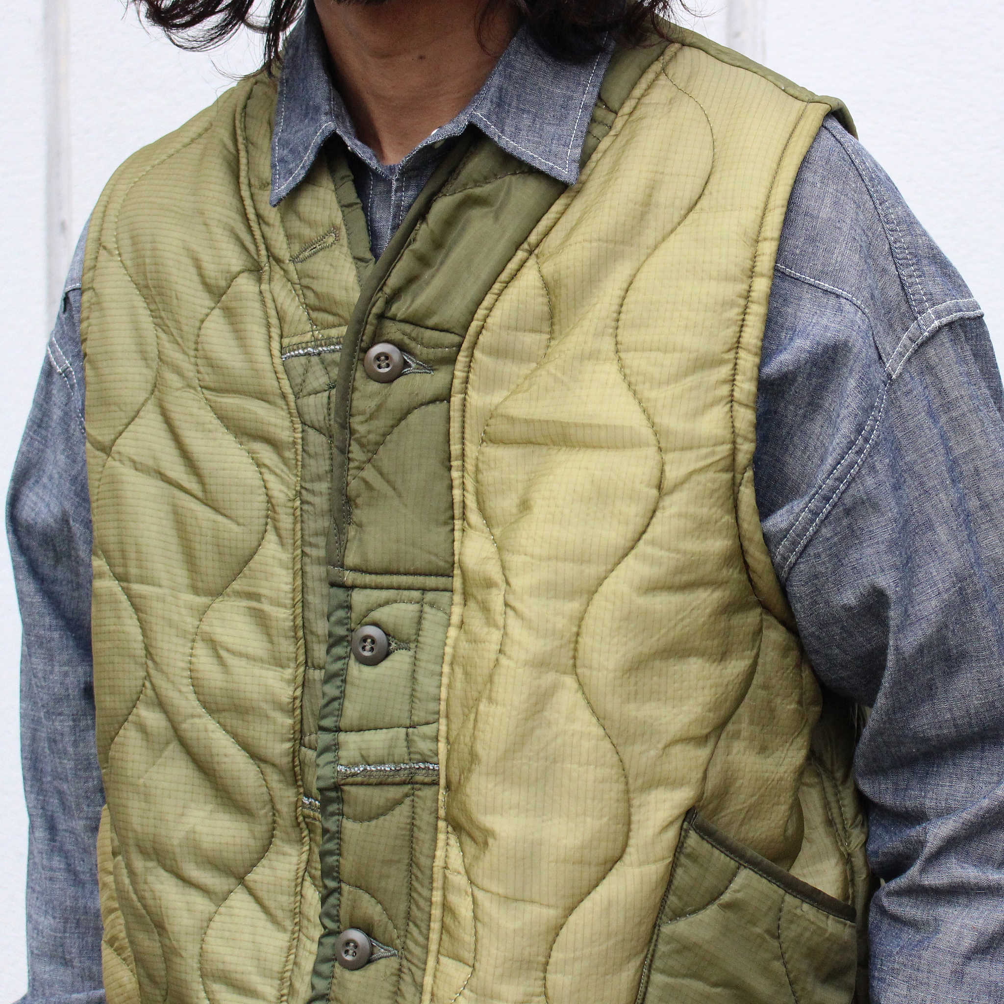oddment オッドメント / QUILTING VEST キルティングベスト (OLIVE オリーブ)