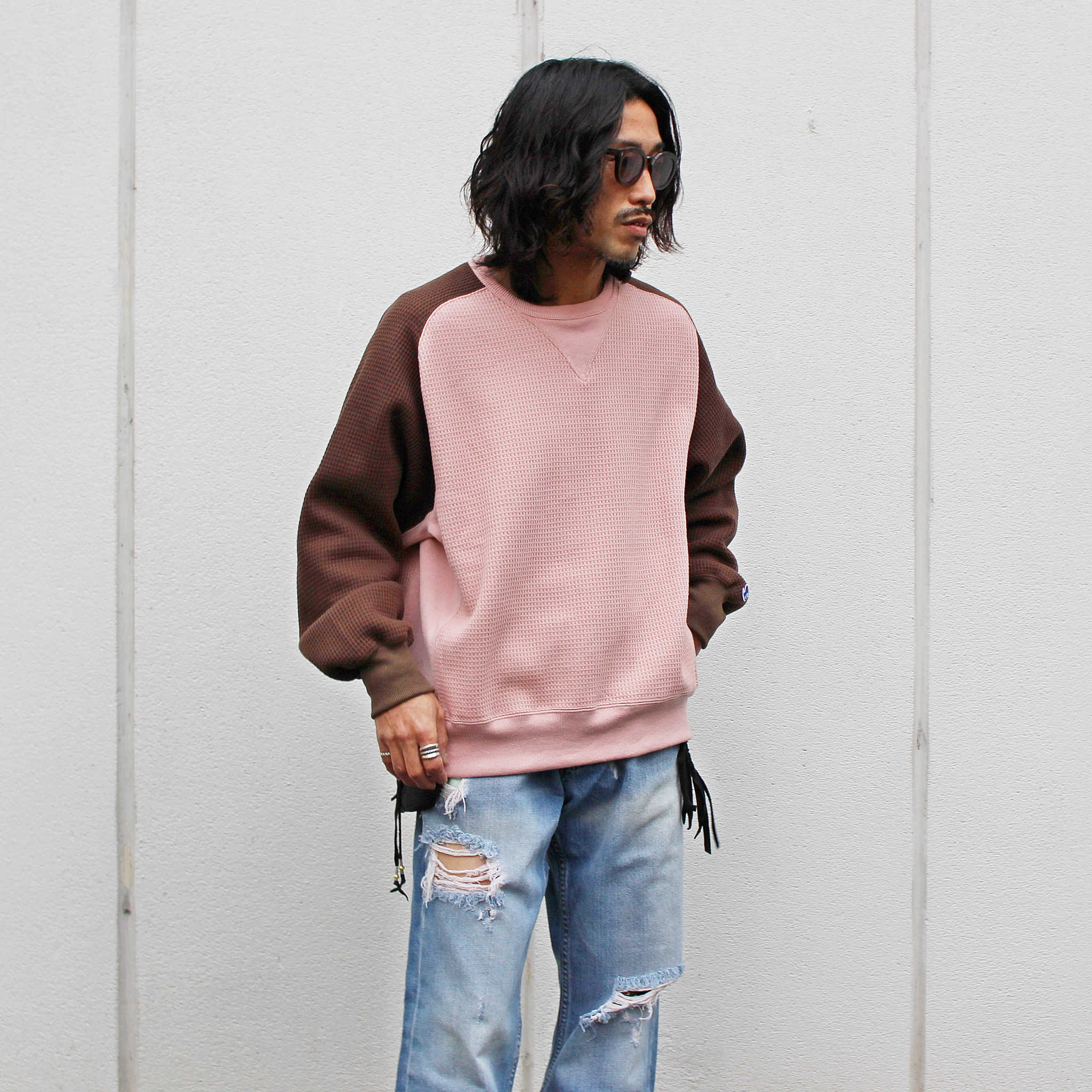 Nasngwam.×IMPRESTORE ナスングワム インプレストア / 極暖freedom sweat ゴクダンフリーダムスウェット (PINK×BROWN ピンク)