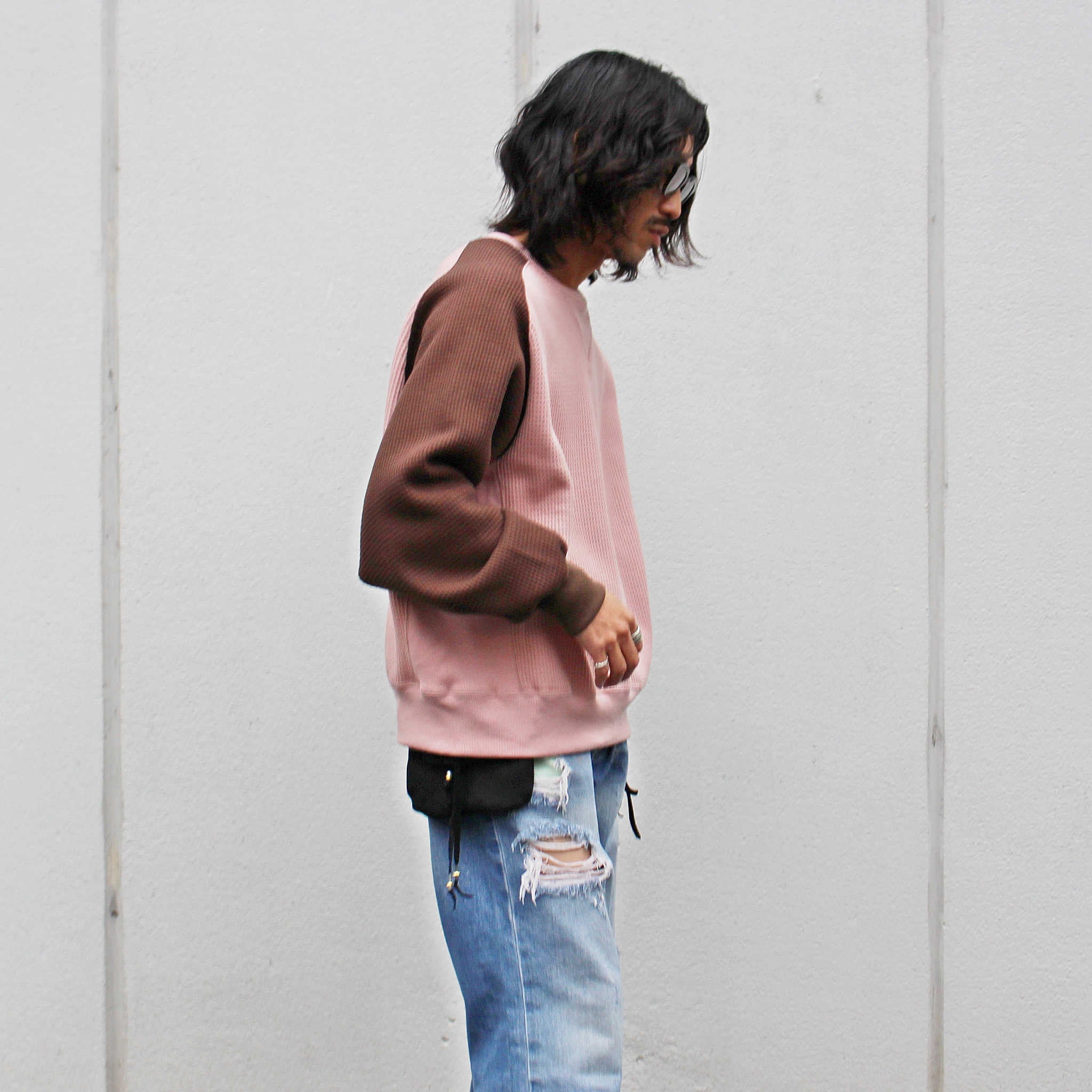 Nasngwam.×IMPRESTORE ナスングワム インプレストア / 極暖freedom sweat ゴクダンフリーダムスウェット (PINK×BROWN ピンク)