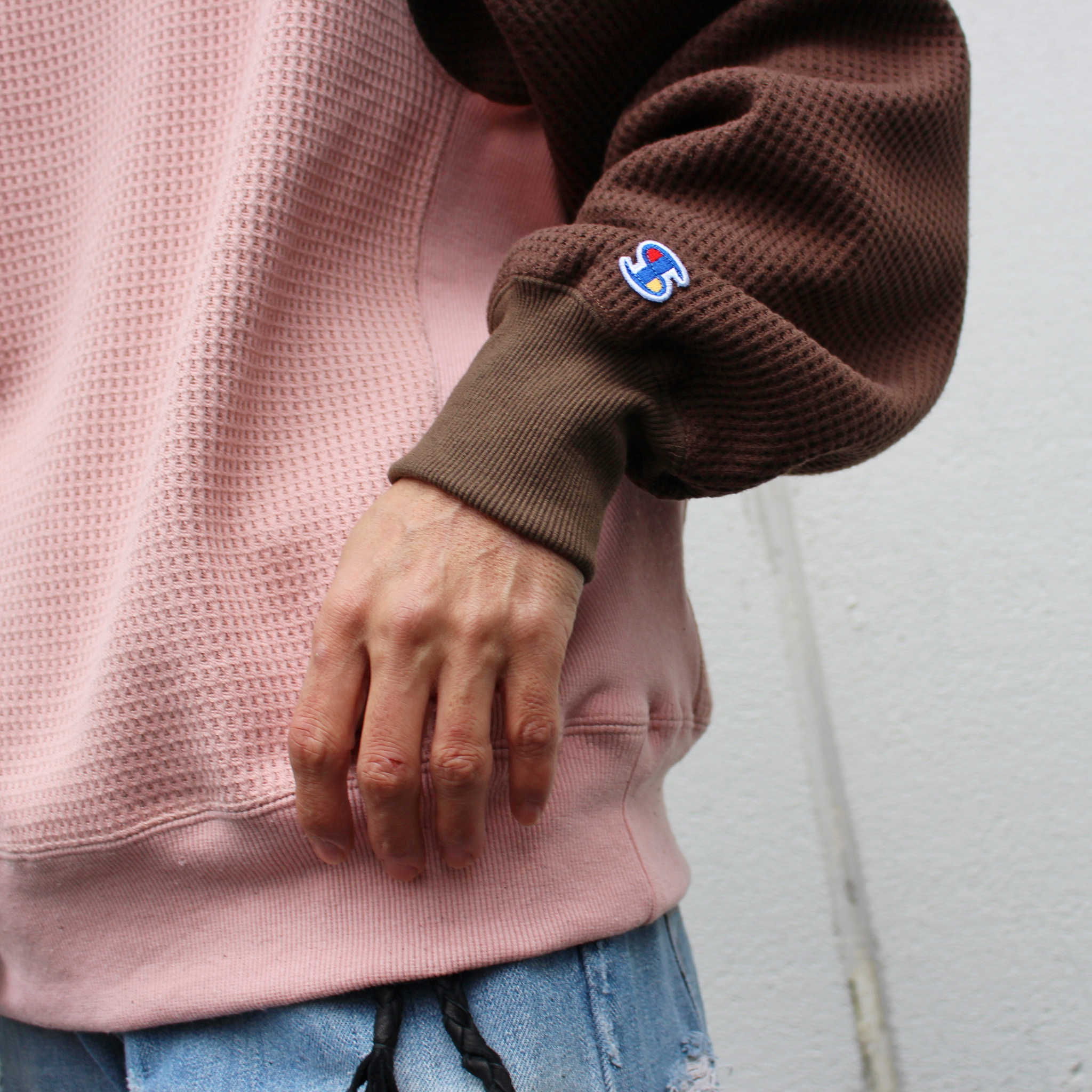 Nasngwam.×IMPRESTORE ナスングワム インプレストア / 極暖freedom sweat ゴクダンフリーダムスウェット (PINK×BROWN ピンク)