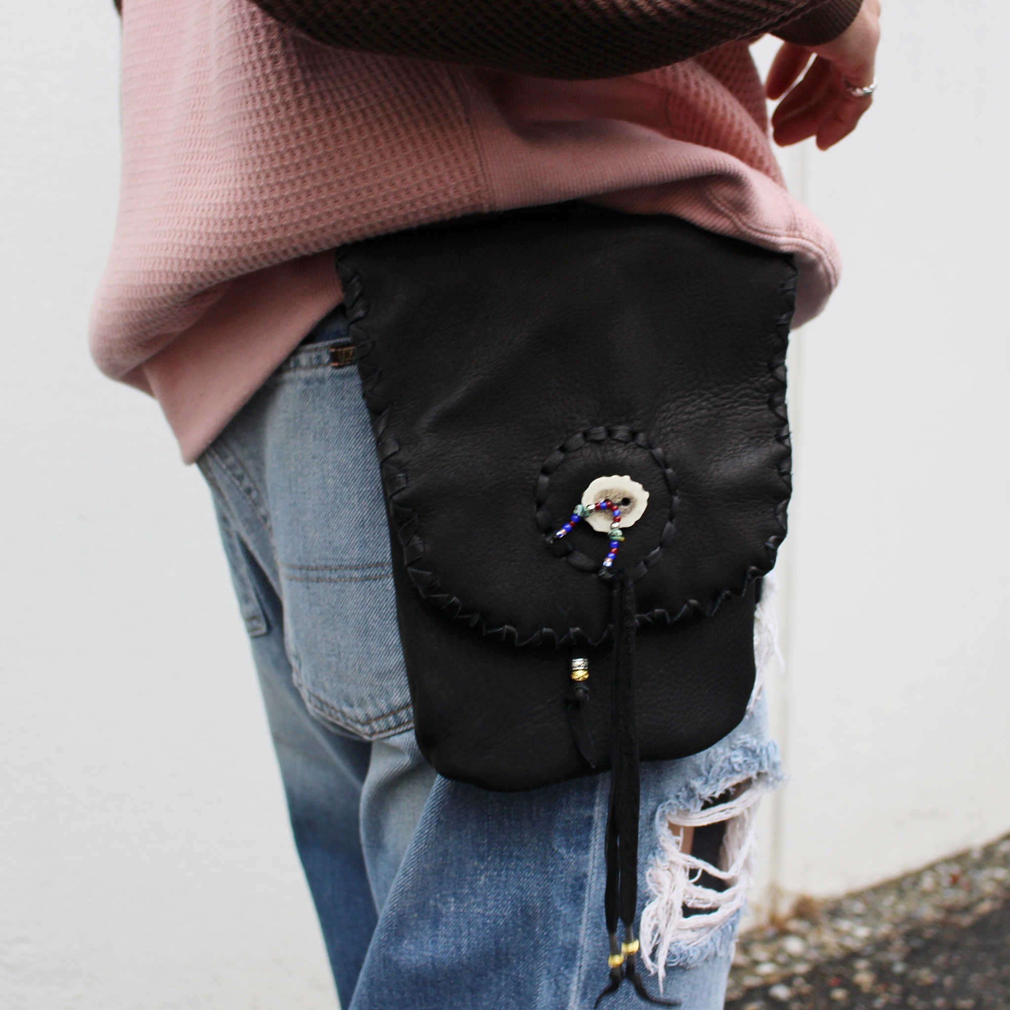 Nasngwam.×EARLYMORNING ナスングワム アーリーモーニング / DEARSKIN MEDICINE BAG ディアスキンメディスンバッグ (BLACK ブラック)