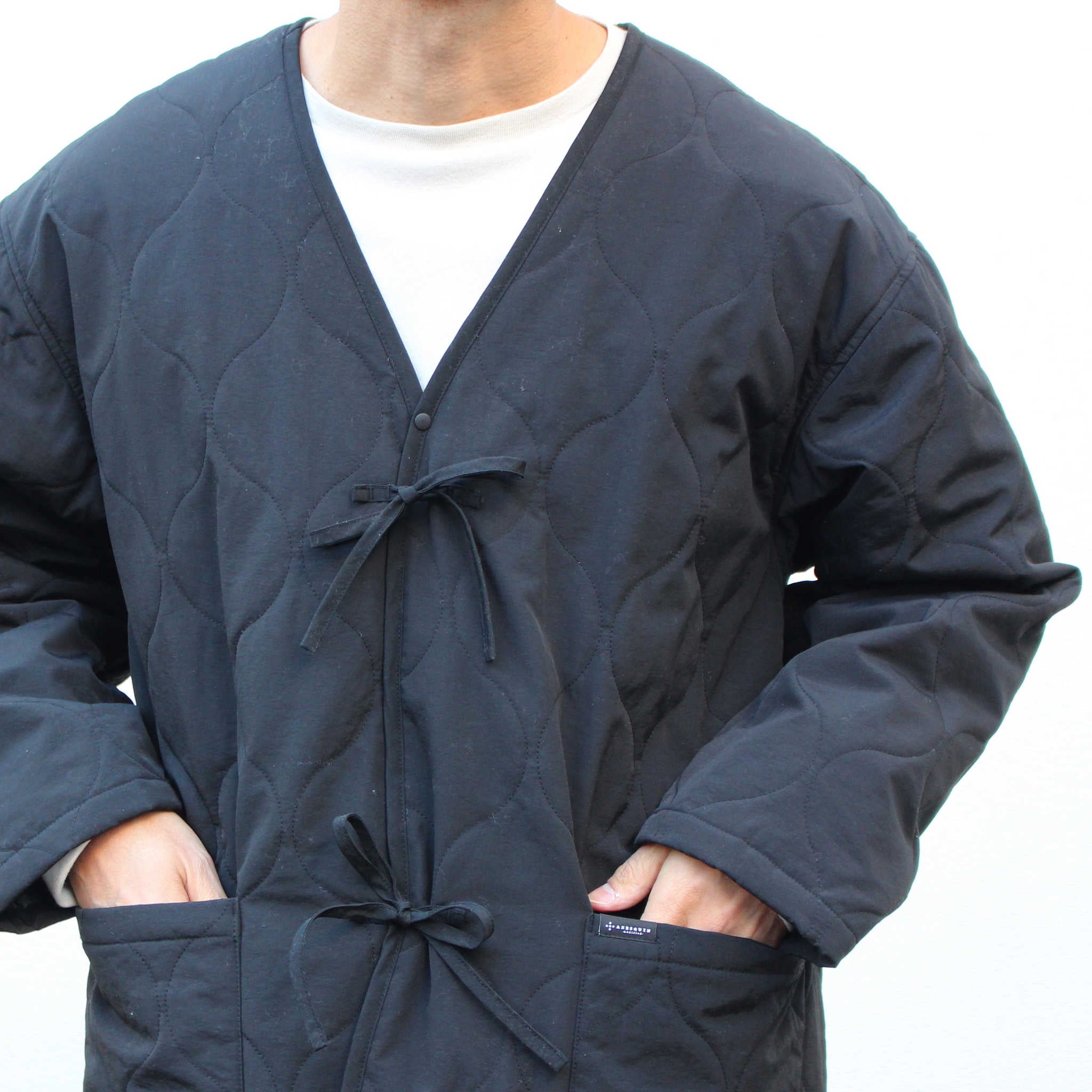 AXESQUIN アクシーズクイン / QUILTED COLLER LESS JACKET キルティングカラーレスジャケット (BLACK ブラック)