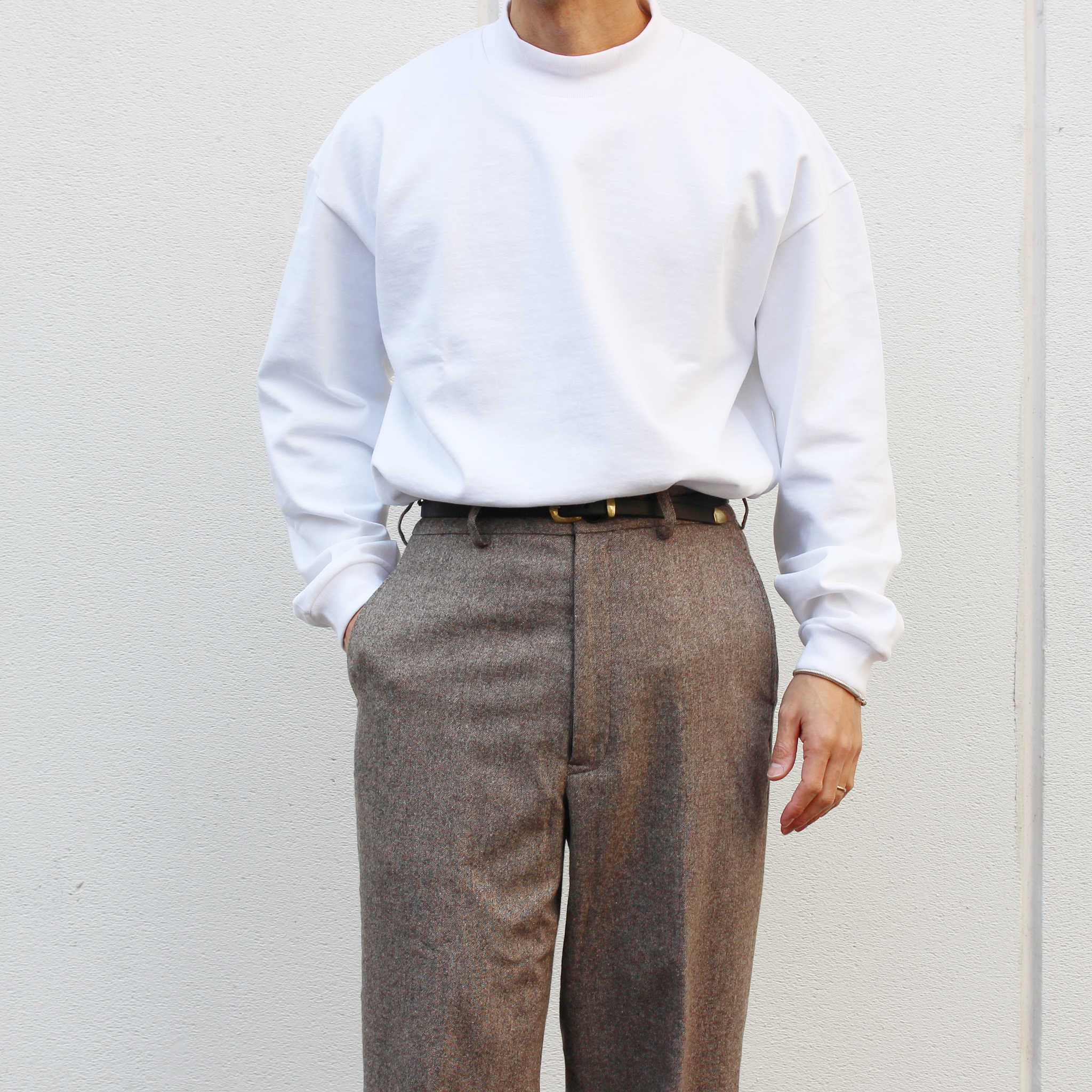 LAMOND ラモンド / MOCK NECK TEE モックネックティー(WHITE ホワイト)